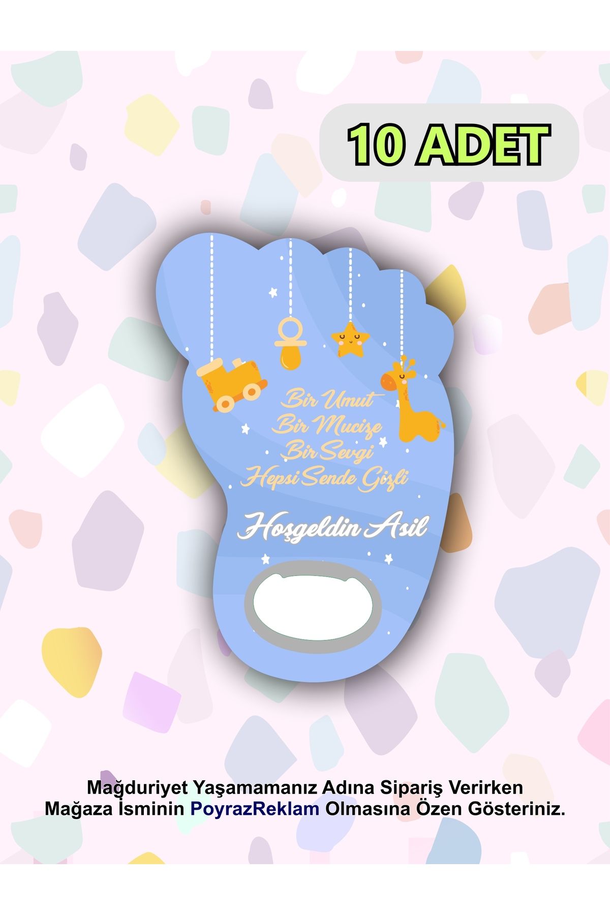 PoyrazReklamTasarım Ayak Şeklinde Magnet Açacak - Bebek - Yenidoğan - Baby Shower - Erkek/Kız Bebek Hediyelik (10 ADET)