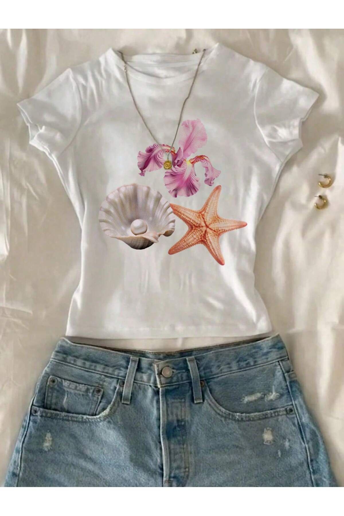 JANSO GROUP - KADIN KISA KOLLU CROP TSHIRT BASKILI DO NOT DISTURB PAMUKLU PENYE KUMAŞ