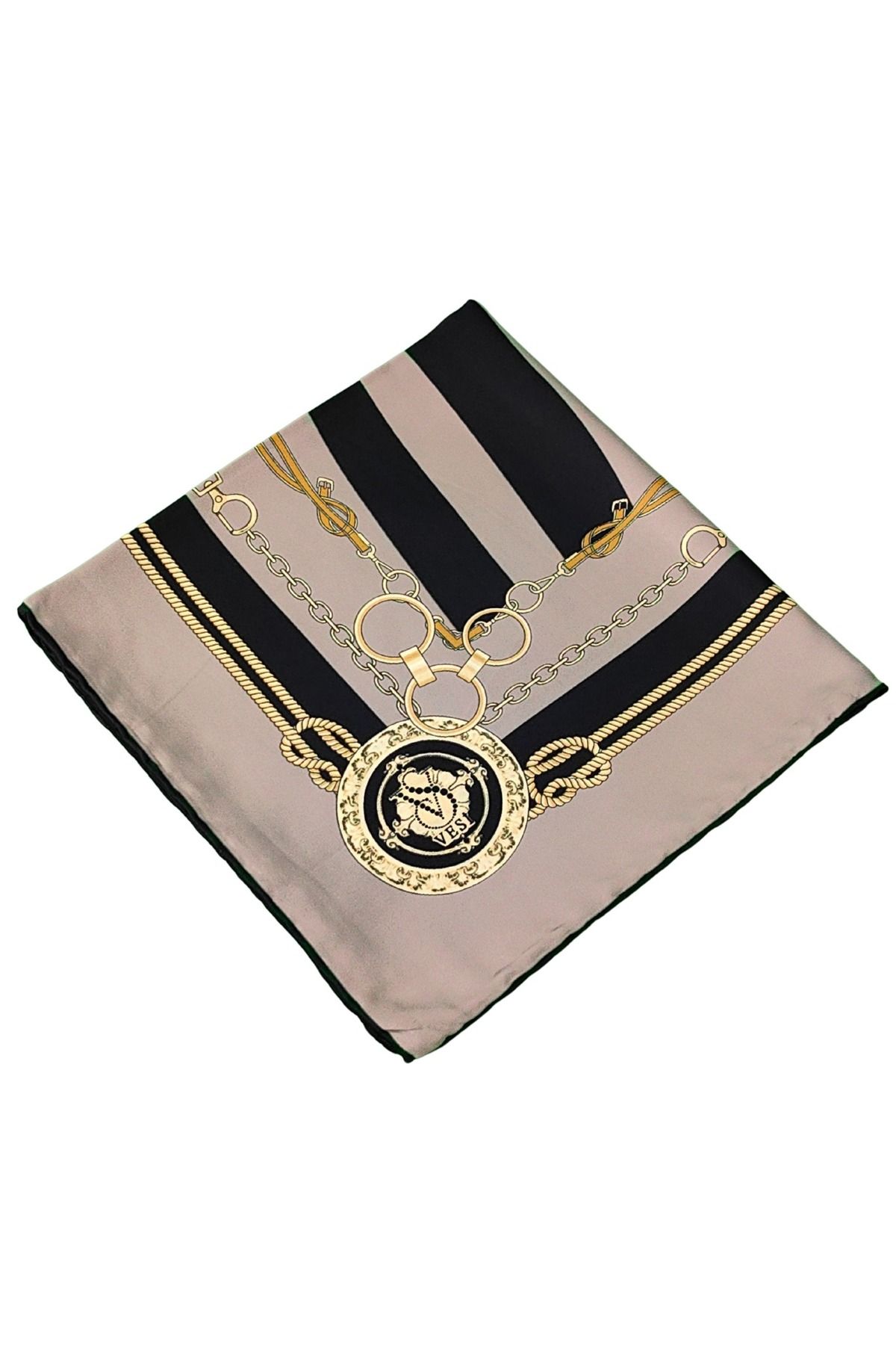mim eşarp VESİ Eşarp Zincir Desenli Sport Twill Eşarp 120x120 cm