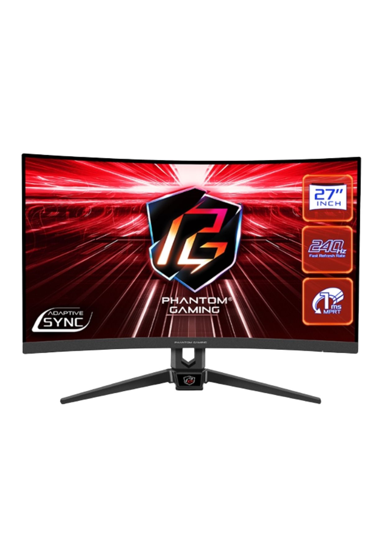 ASROCK-27" Curved Gaming Monitor, Full HD, 240Hz, 1ms, FreeSync, HDMI/DP, Built-in Speakers 1