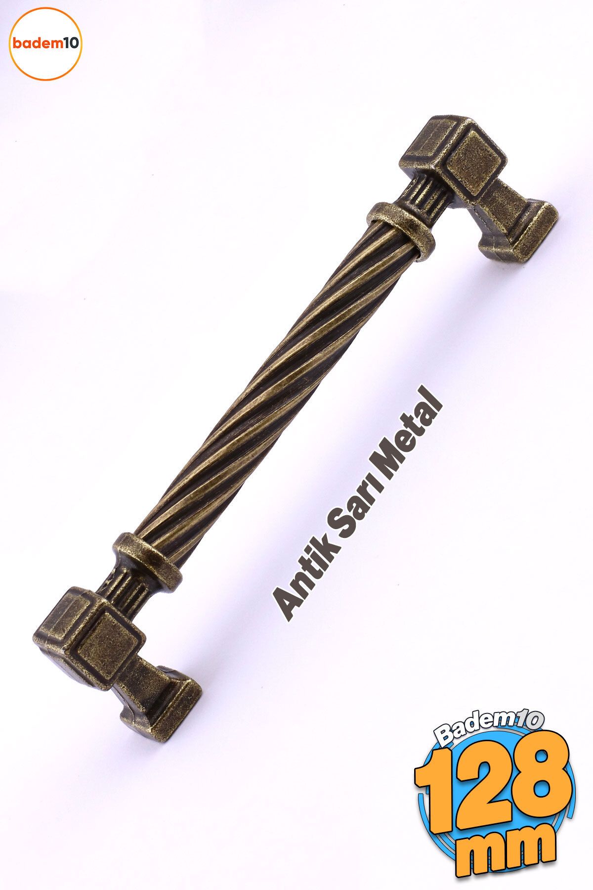 Badem10 Burma Antik Sarı Eskitme Metal Kulp 128 mm Mobilya Çekmece Mutfak Dolabı Dolap Modern Kapak Kulpları
