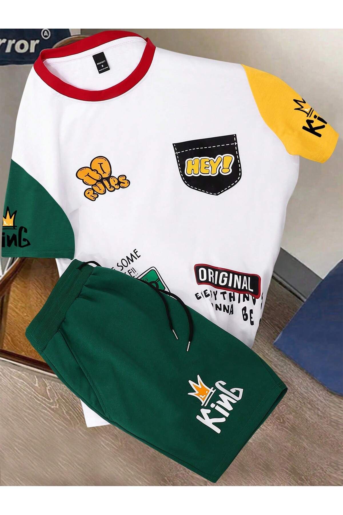 aynewmoda Erkek kısa kollu tişört ve uzun pantolon takımı