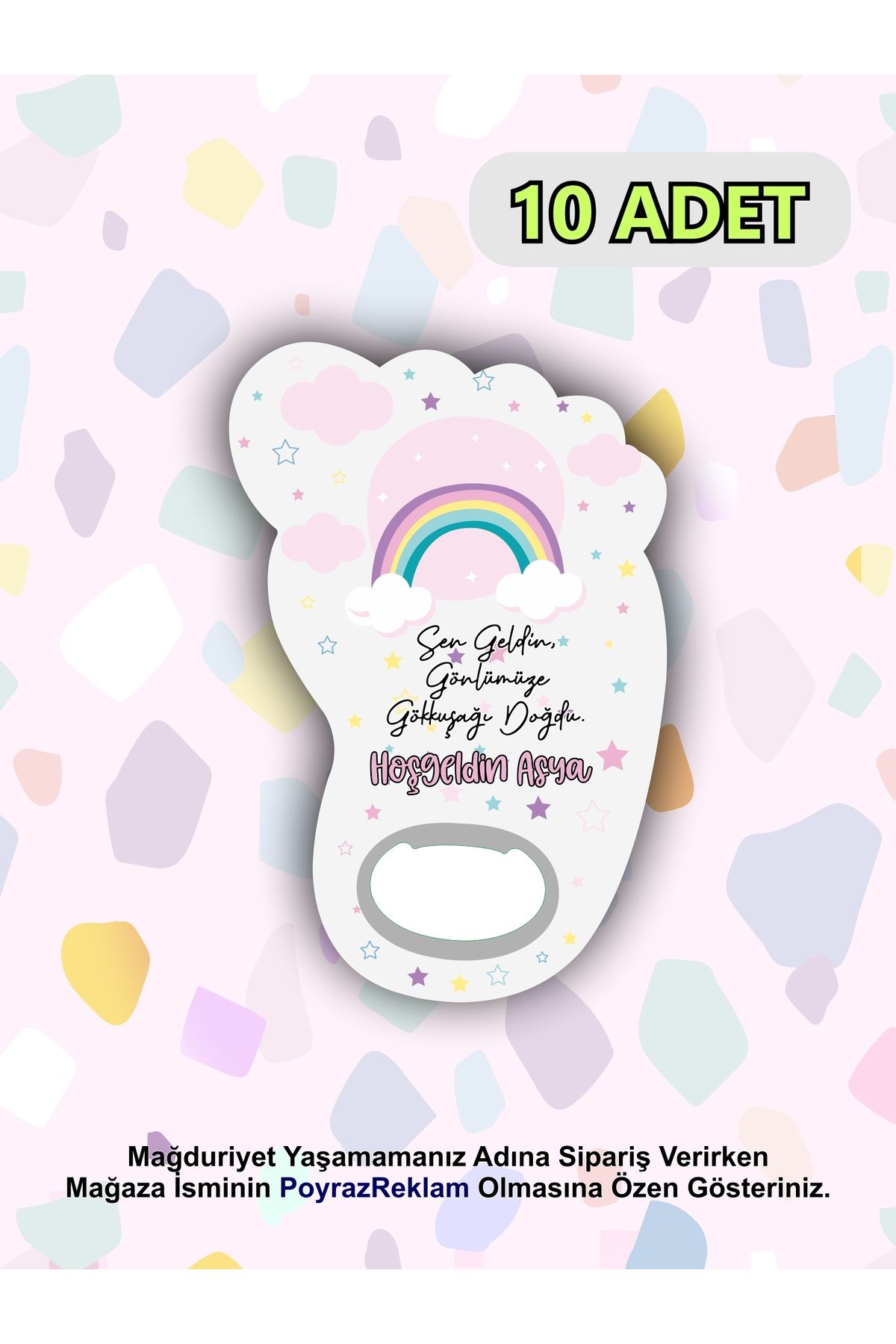 PoyrazReklamTasarım Ayak Şeklinde Magnet Açacak - Bebek - Yenidoğan - Baby Shower - Erkek/Kız Bebek Hediyelik (10 ADET)