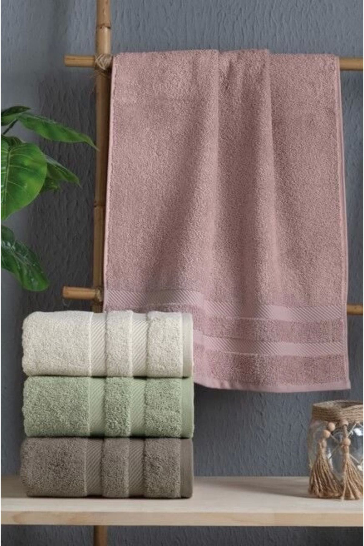 Modafiks Altınbaşak Jakarlı 4´lü 50x90 El Havlusu Nori