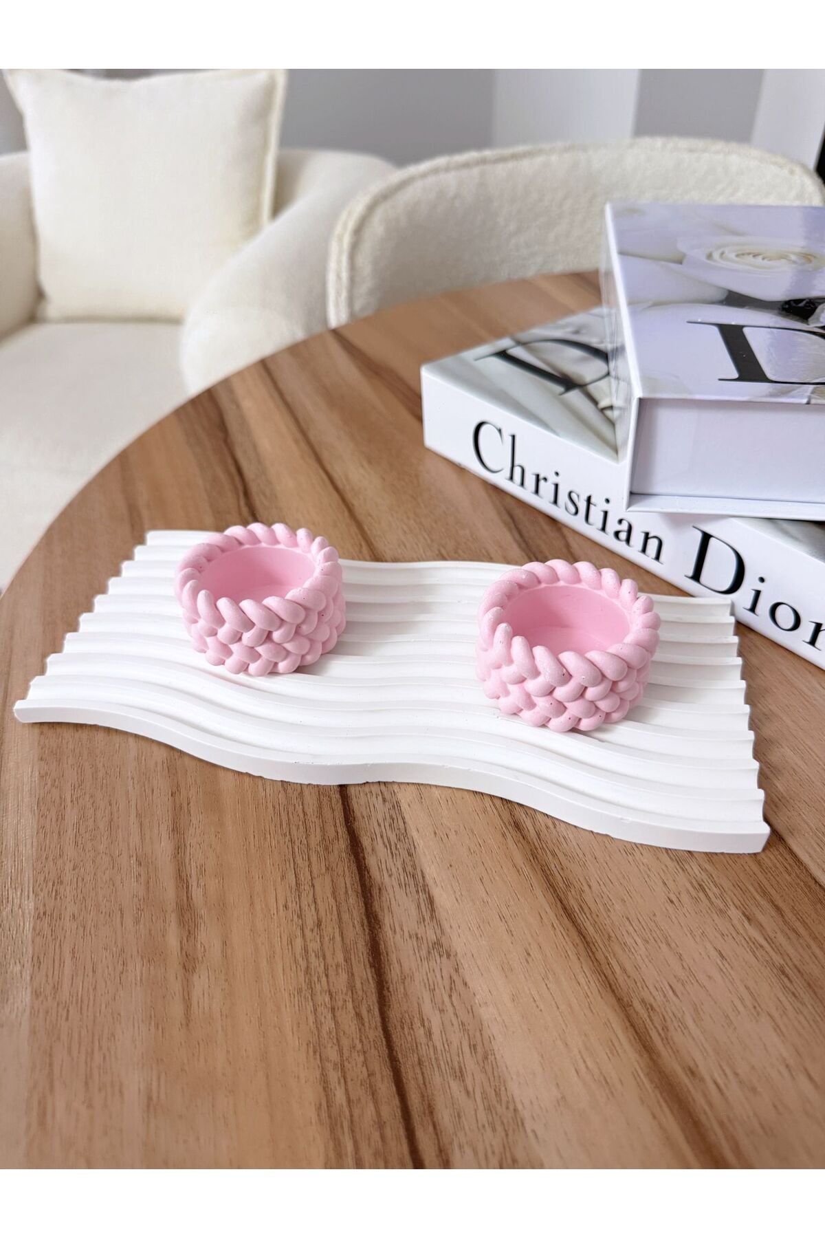 Deslina Dekoratif 2li Örme Mumluk ve Bohem Altlık 3lü Set / Ev & Ofis