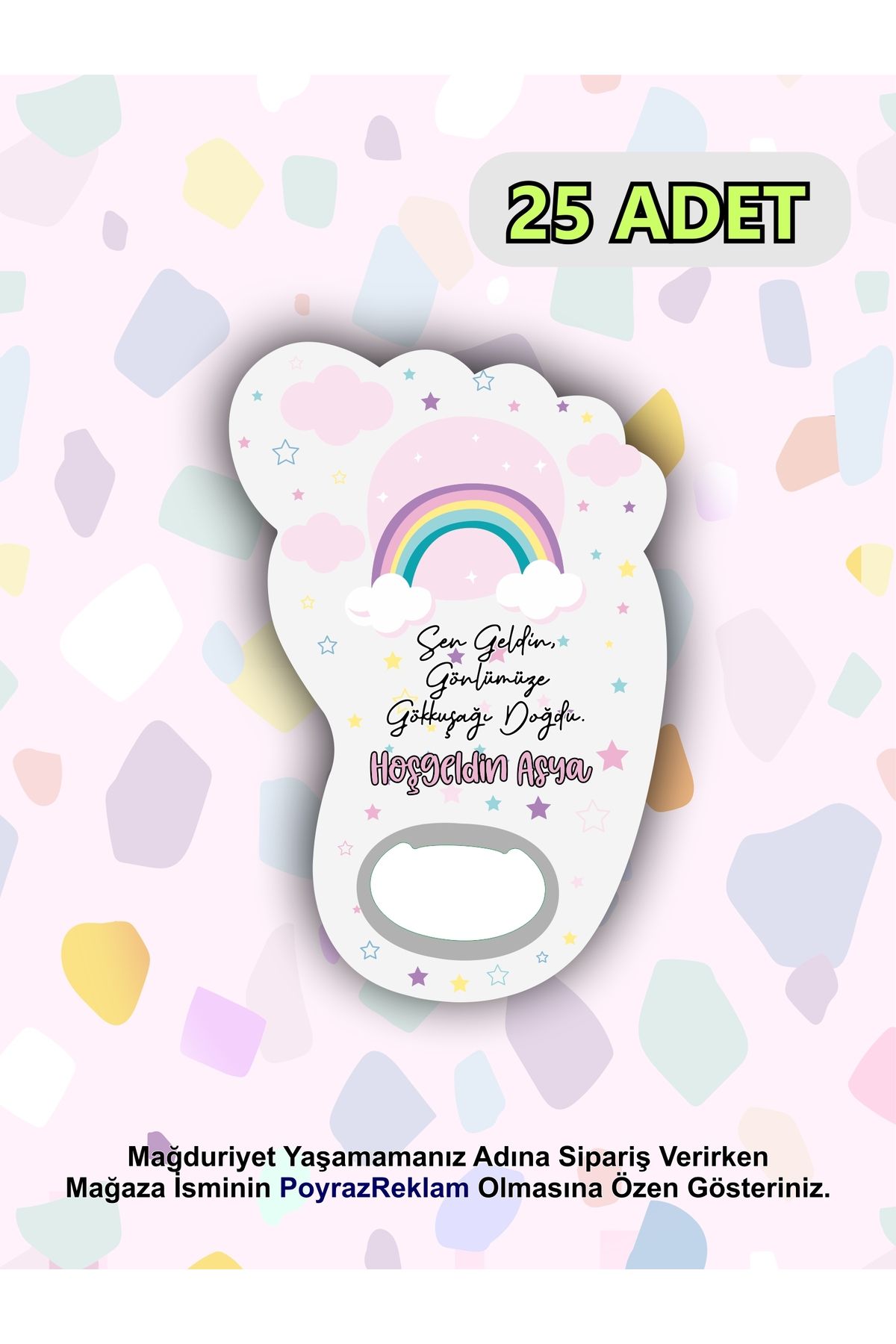 PoyrazReklamTasarım Ayak Şeklinde Magnet Açacak - Bebek - Yenidoğan - Baby Shower - Erkek/Kız Bebek Hediyelik (25 ADET)