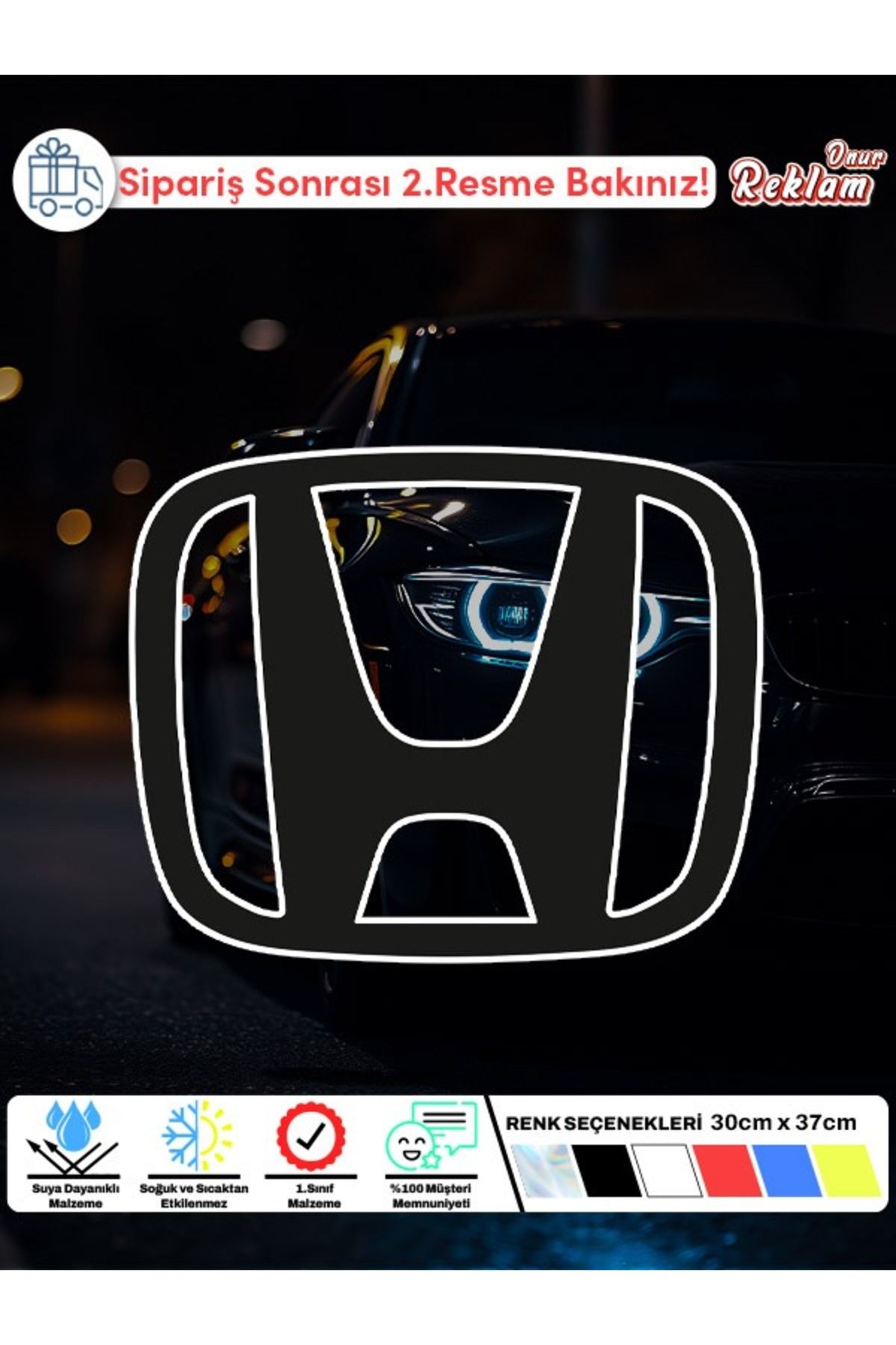 Onur Reklam Honda Logo Sticker | 30x37 cm Büyük Araba Camı & Tavan Etiketi