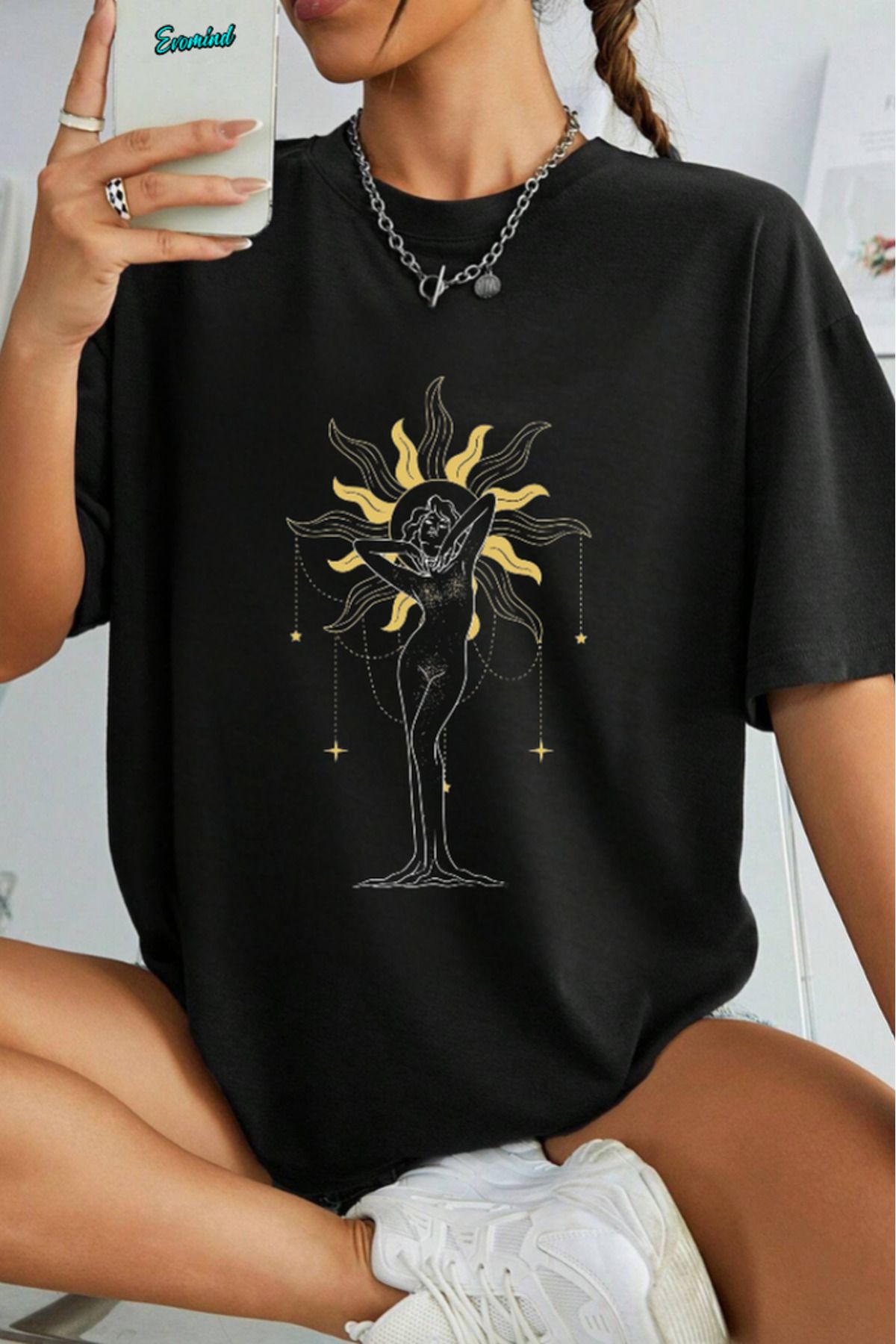 Evomind Kadın Baskılı Oversize T-shirt