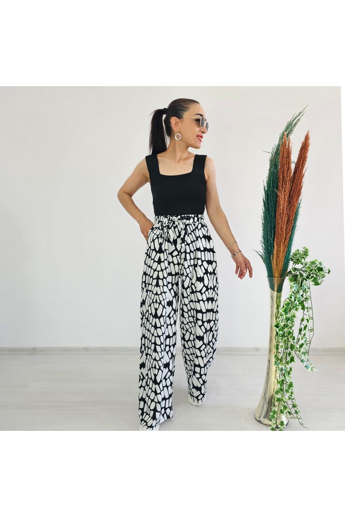 6 butik altı üstü butik Yeni Sezon Cepli Viskon Pantolon