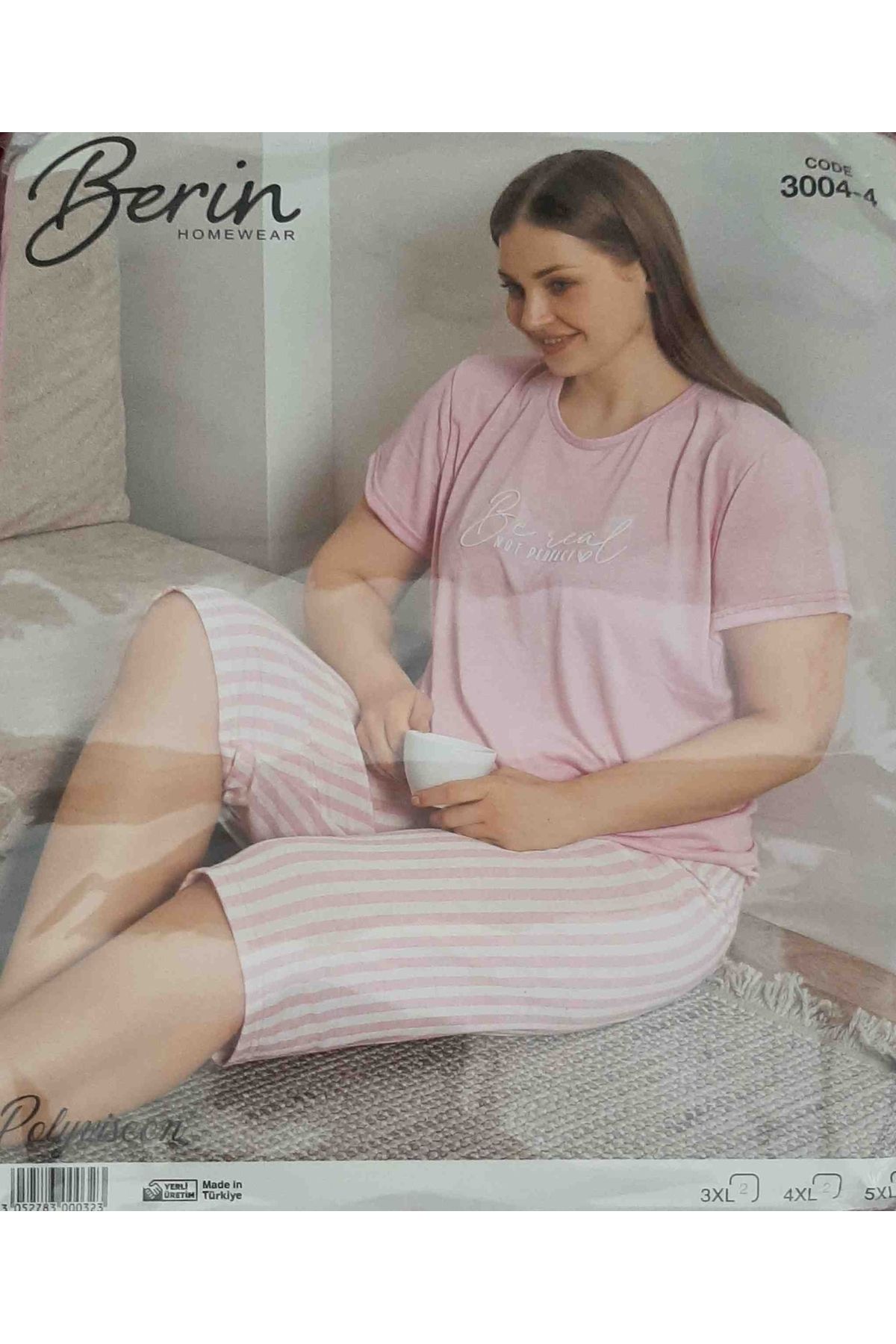 Berin Kadın Büyük Beden Kısa Kol Alt Kapri Pijama Takım