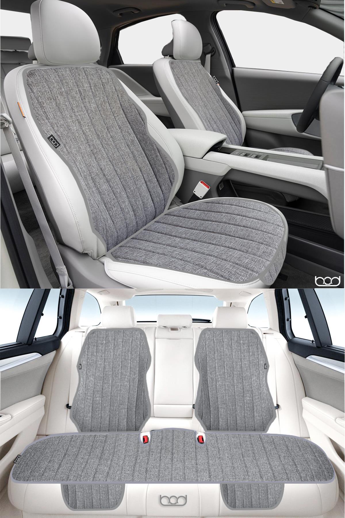 Bod Tesla Model Y Keten Oto Koltuk Koruyucu Kılıf Cepli 2020-2024 Gri fotoğrafı 3 (önizleme)