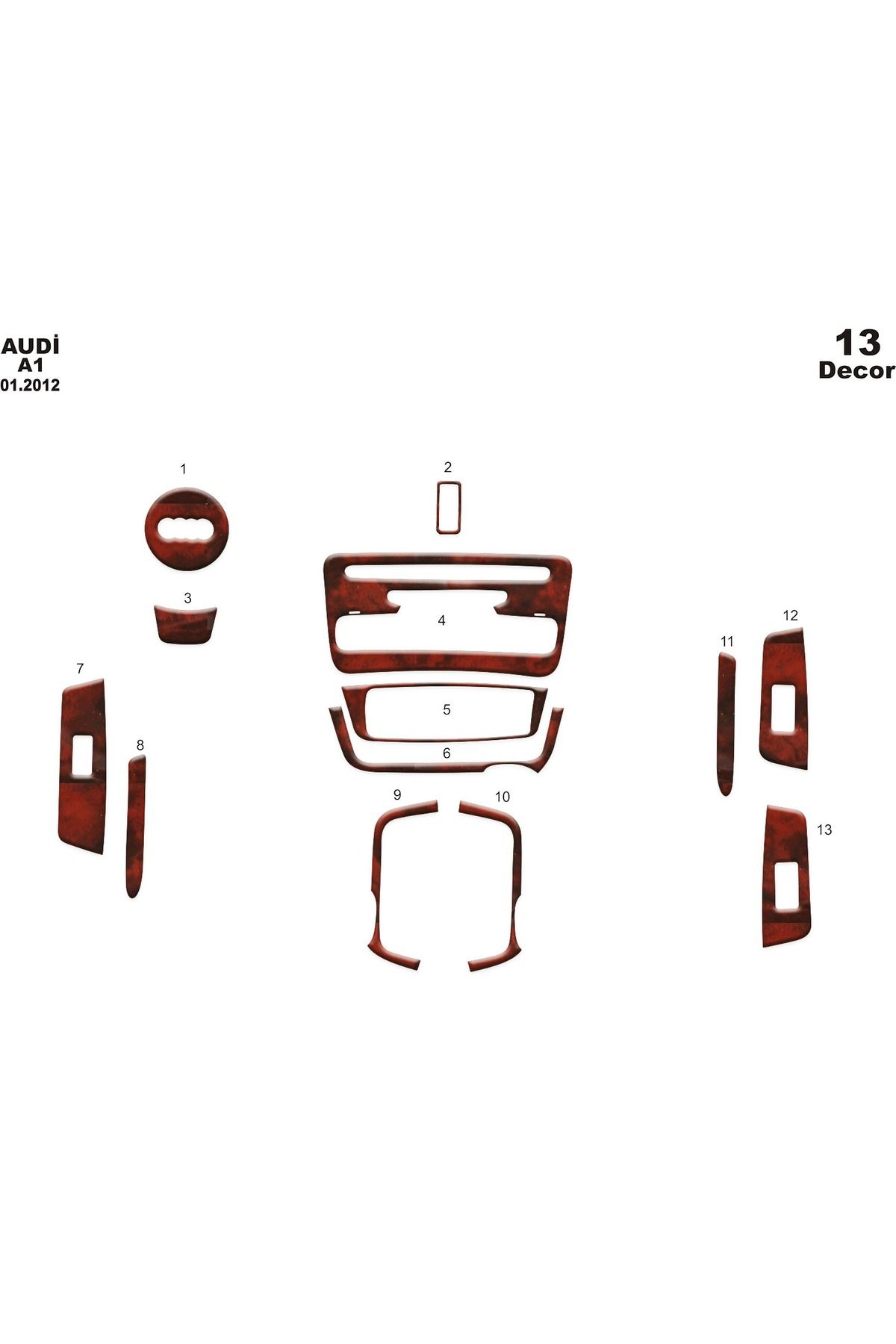 Marscockpitdesign Audi A1 Konsol-Torpido Kaplama 2002 13 Parça