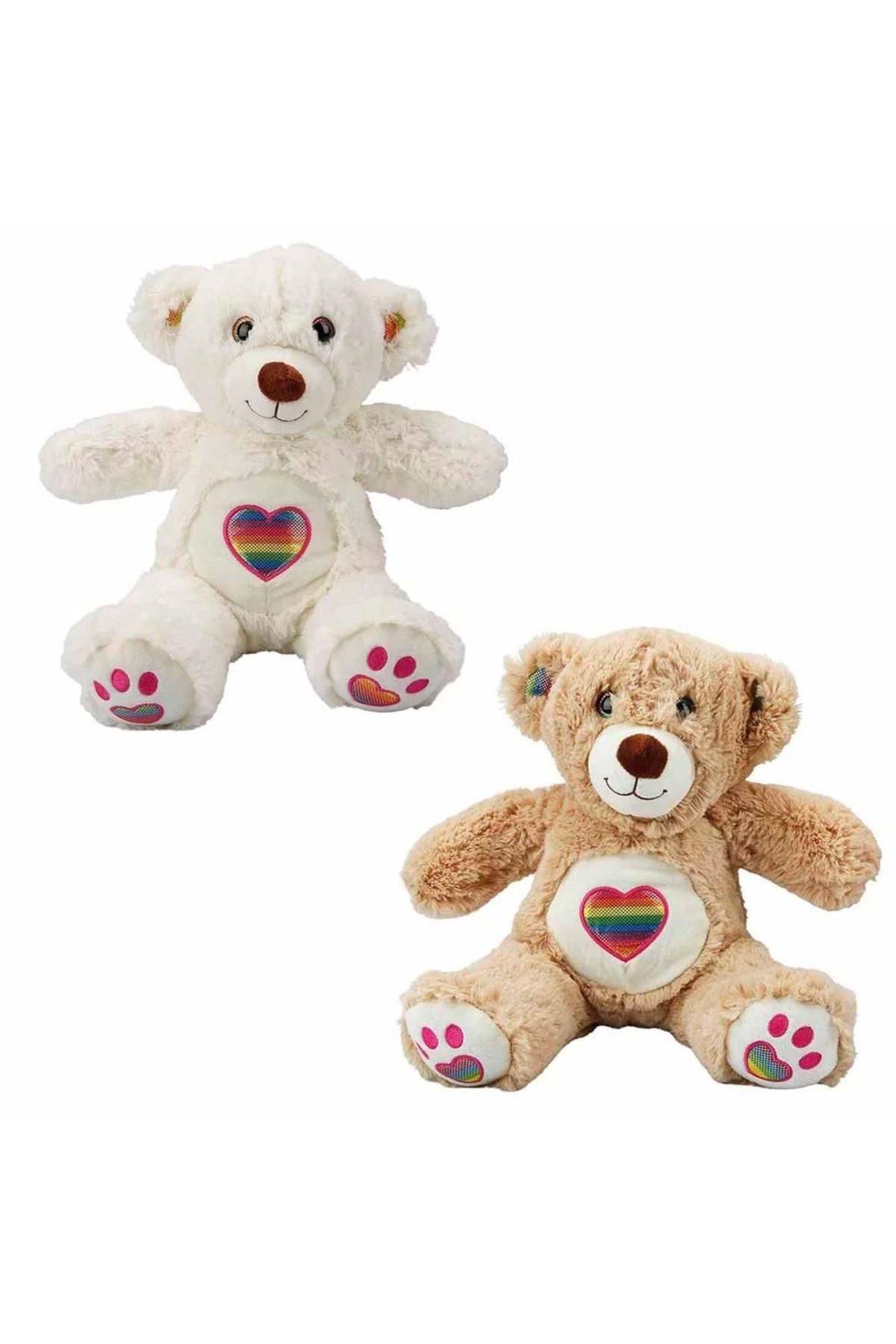 Modafiks Gökkuşağı Kalpli Peluş Ayı 30 cm.1 Adet Fiyatıdır