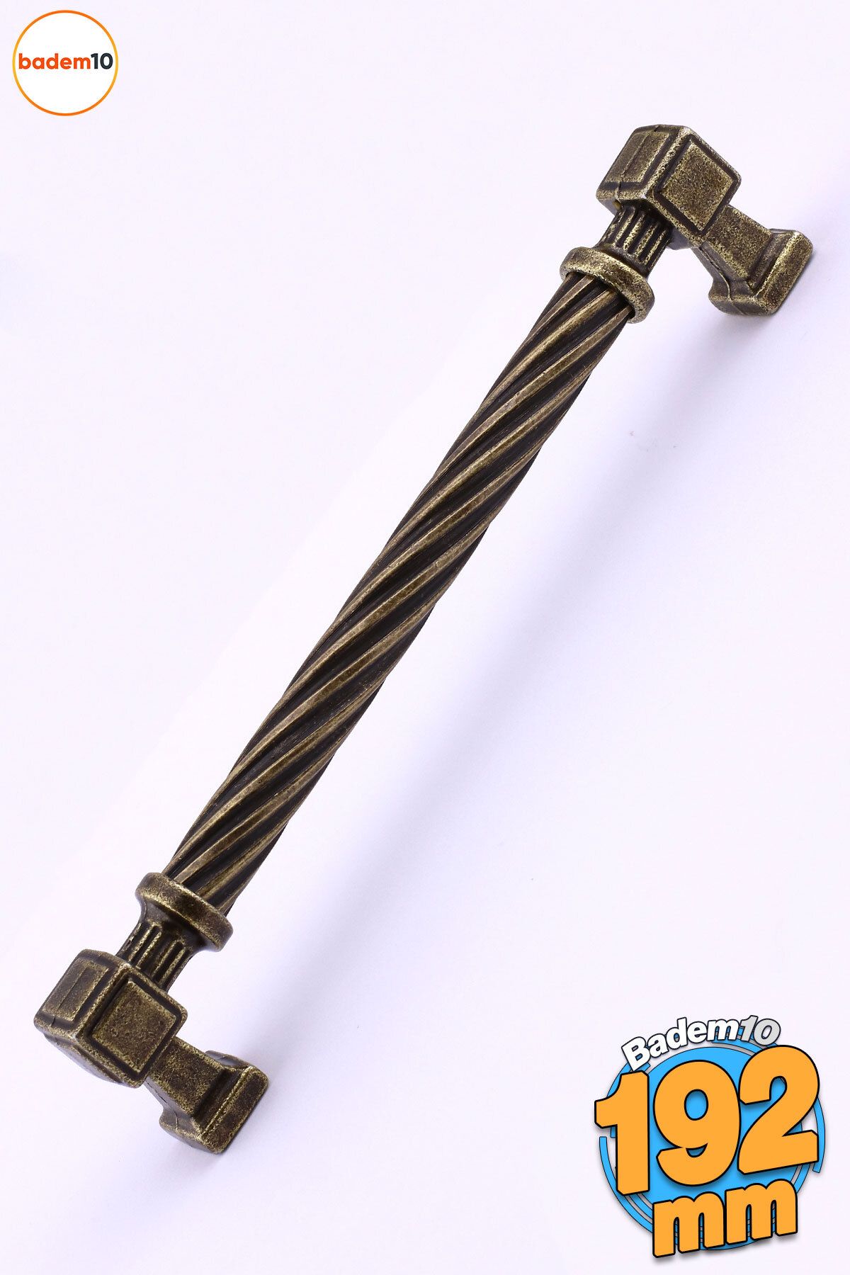 Badem10 Burma Antik Sarı Eskitme Metal Kulp 192 mm Mobilya Çekmece Mutfak Dolabı Dolap Modern Kapak Kulpları