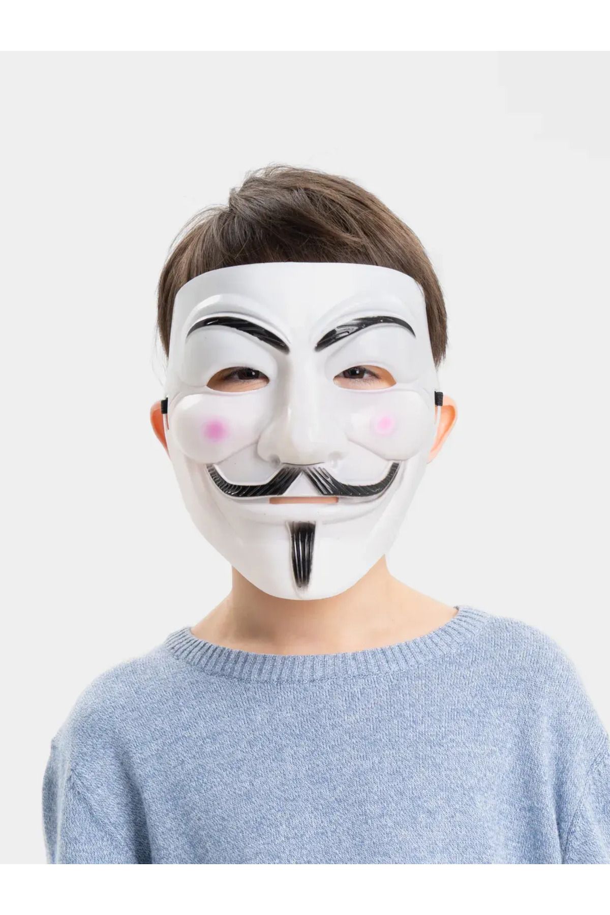 Zayla Beyaz Renk Pembe Yanaklı İthal V For Vendetta Maskesi