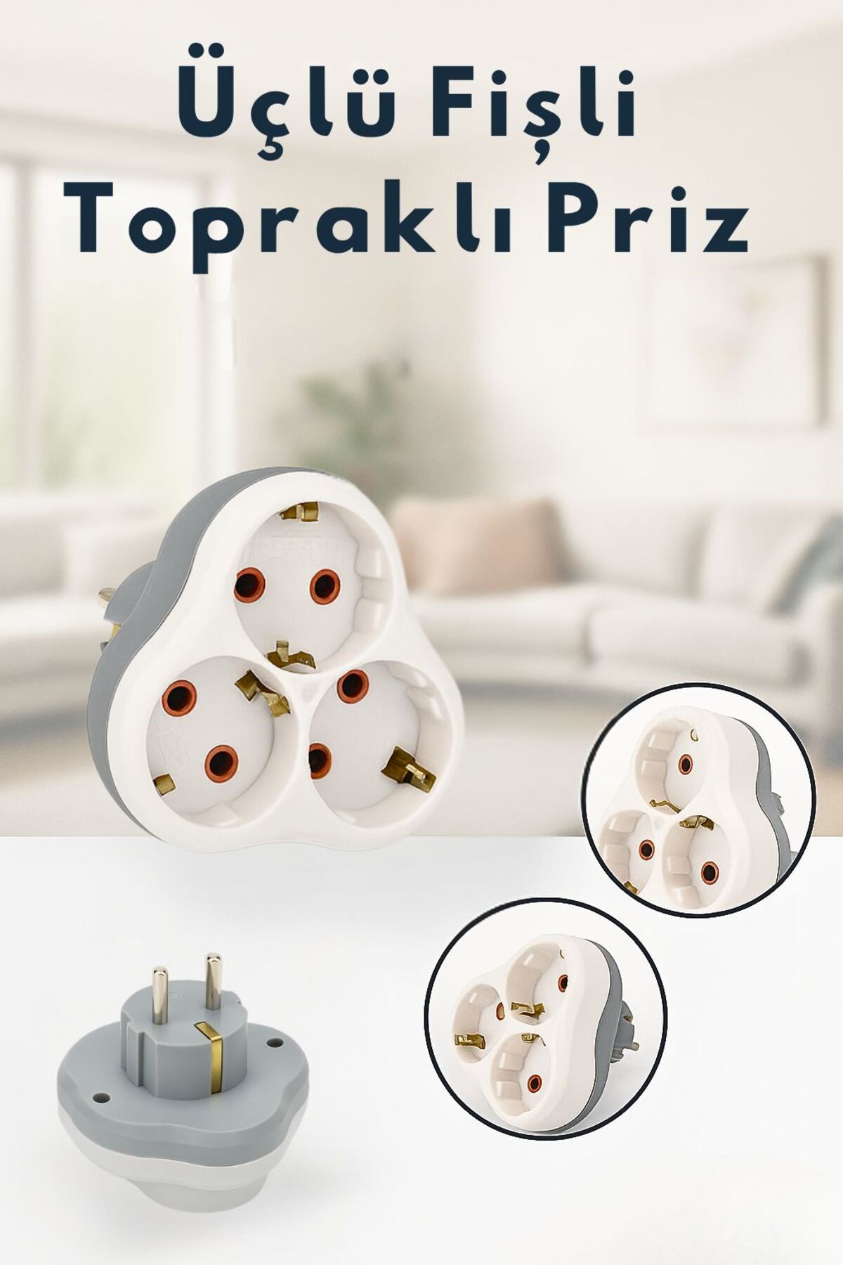Kelepir Fırsatlar 3'lü Golyat Üçlü Topraklı Fiş Priz