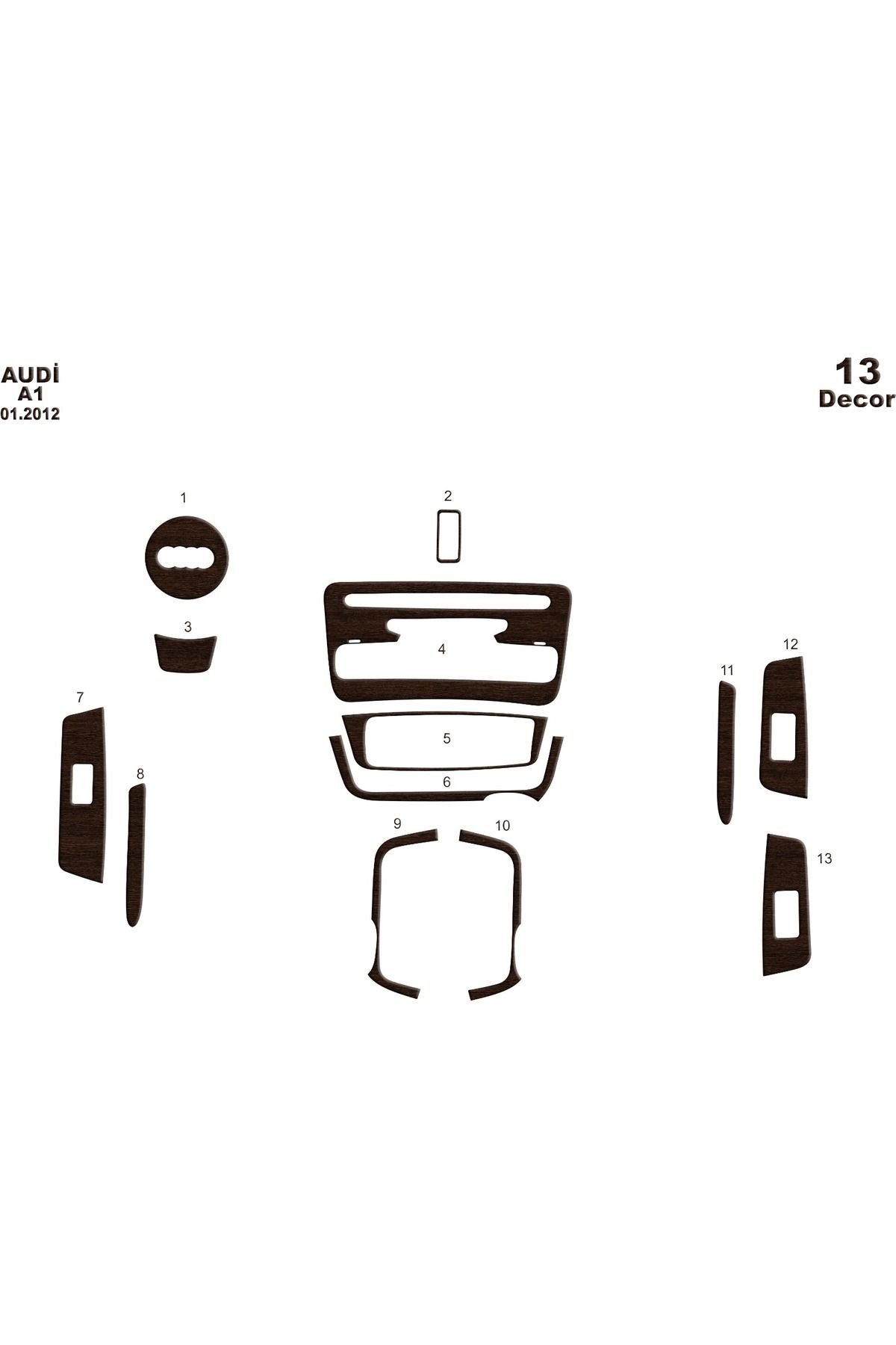 Marscockpitdesign Audi A1 Konsol-Torpido Kaplama 2002 13 Parça
