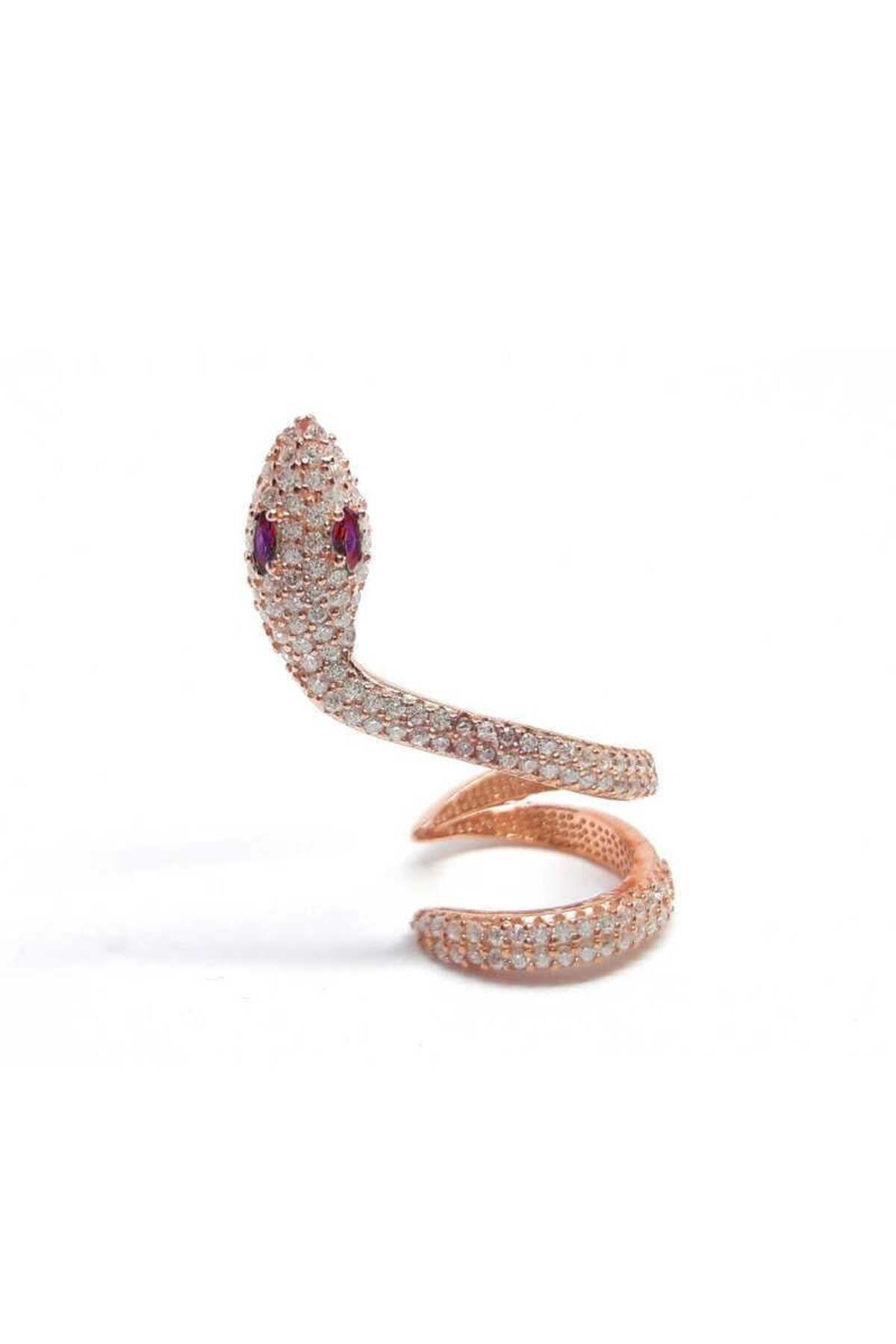 supertrend Süpertrend Gümüş Tek Kıkırdak Pembe Gözlü Yılan Küpe