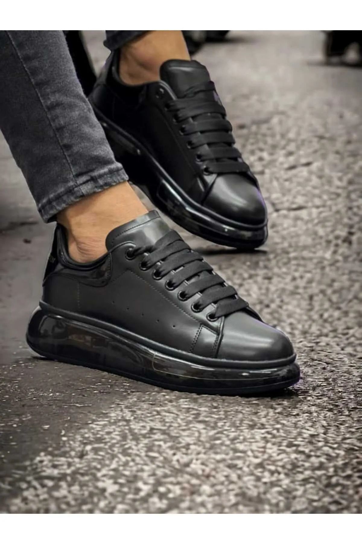 Noyfa Erkek Bağcıklı Air Balon Kalın Yüksek Taban Ortopedik Günlük Klasik Spor Ayakkabı Sneakers