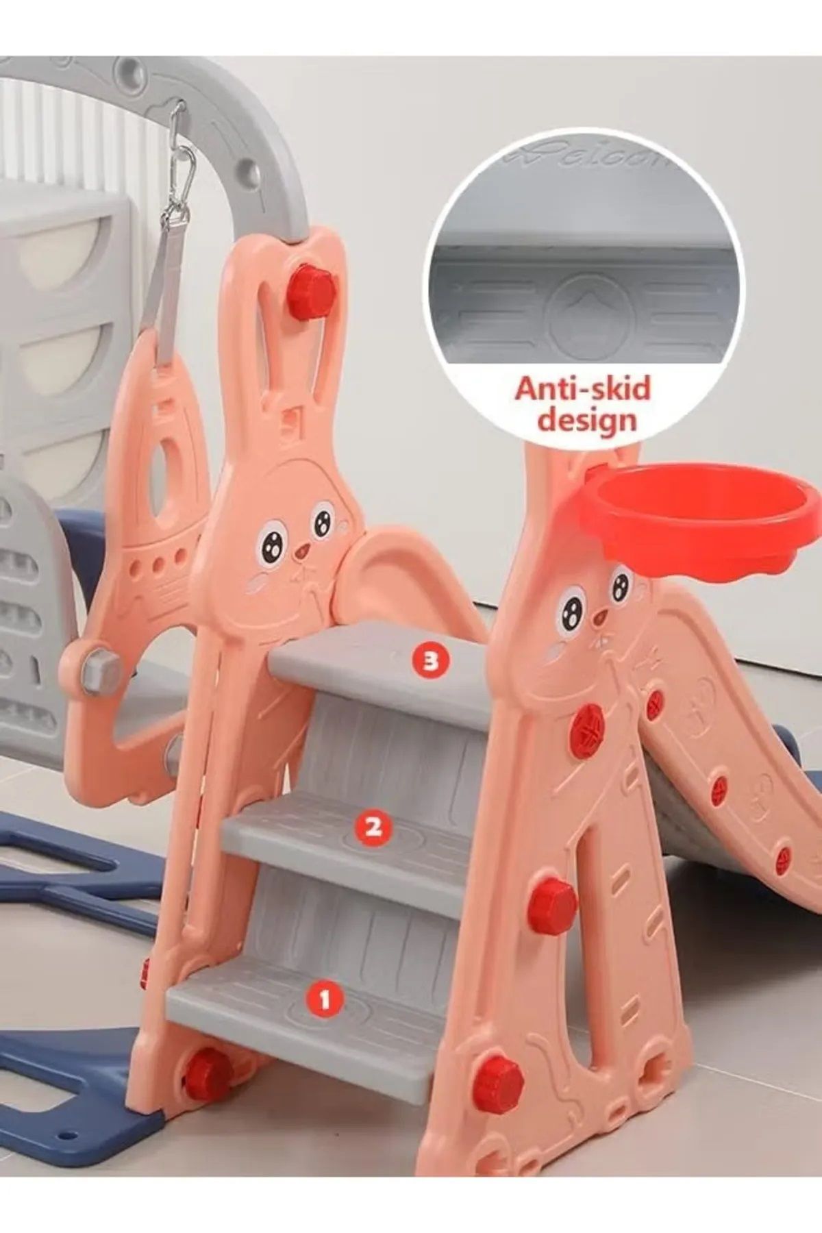 FULLJOY-Slide with swing, each rabbit shape with a basketball hoop 3*1. FJY-177 5