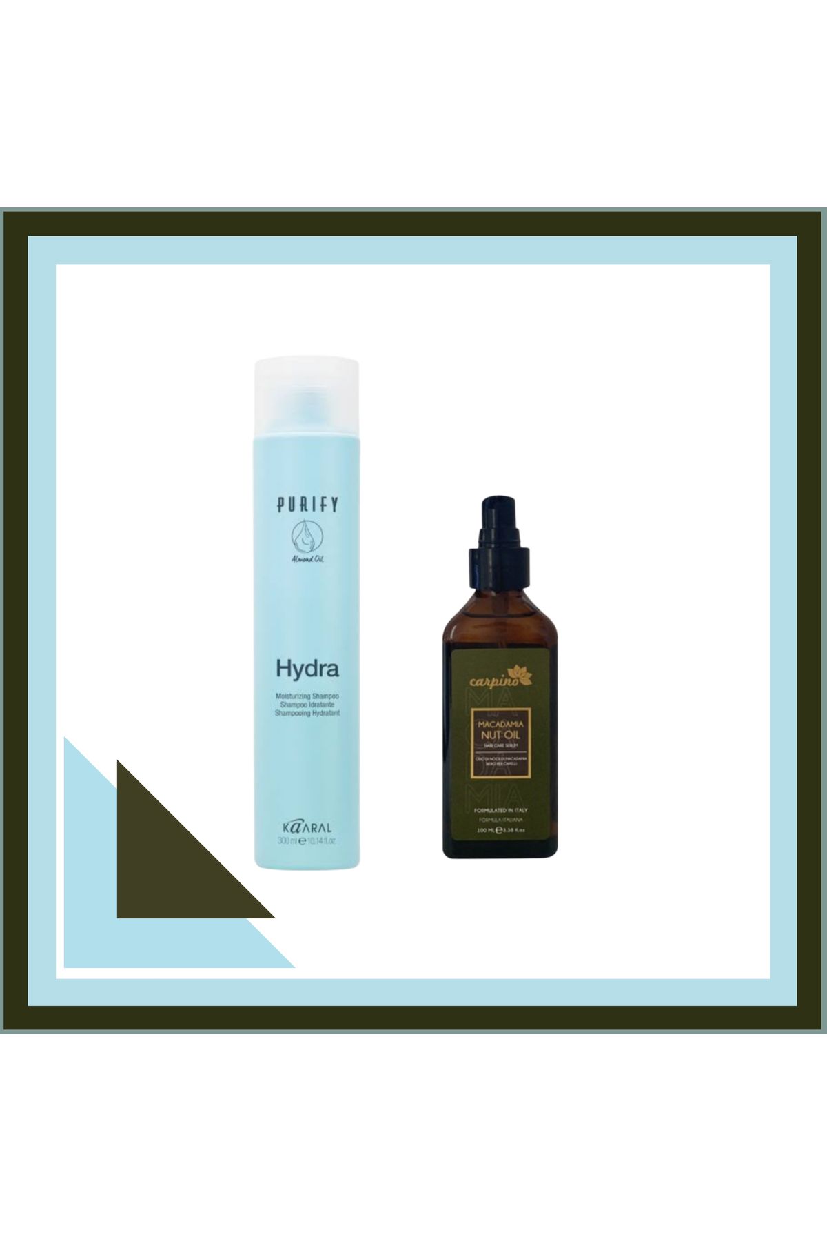 Kaaral Purify Hydra Moisturizing Shampoo 300ML+Carpino Macadamia Nut Oil Hair Care Serum 100ml.Spray