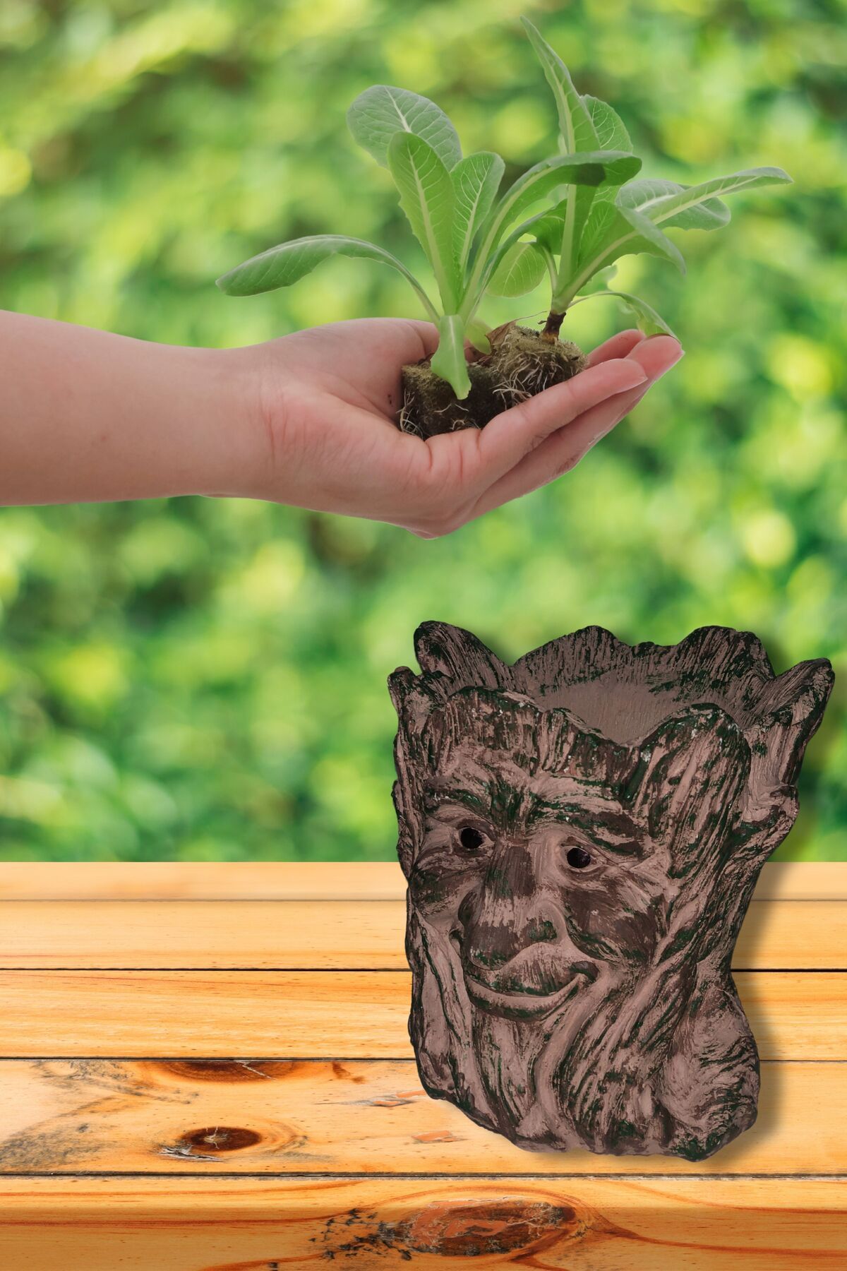 EL İŞİ DİY CRAFT Fantastik Figürlü Seramik Dekoratif Saksı, Çiçeklik ve Kalemlik Kullanımına Uygun, Çok Kullanışlı