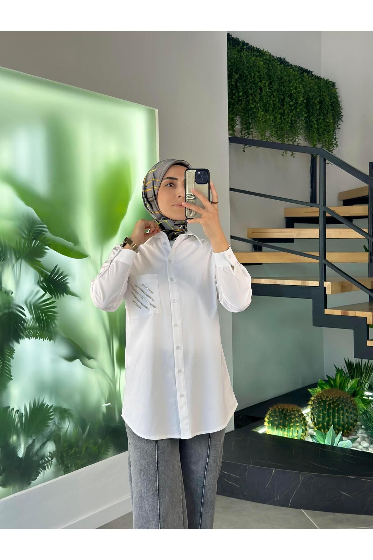 Armine Trend Cebi Taşlı Gömlek 25YT306 Ekru