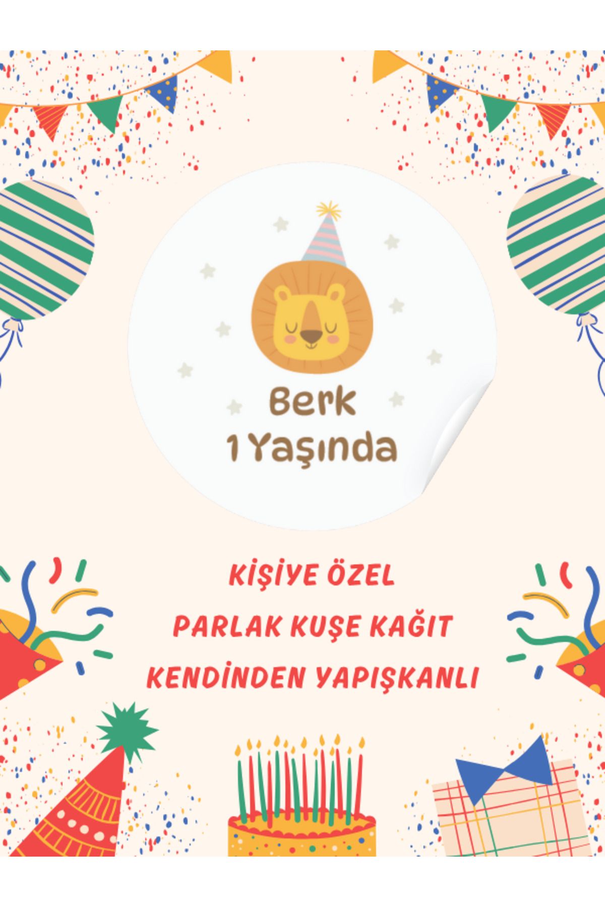 ST Design Kişiye Özel İsimli Doğum Günü Etiketi, Kendinden Yapışkanlı Babyshower, Hoşgeldin Bebek Sticker