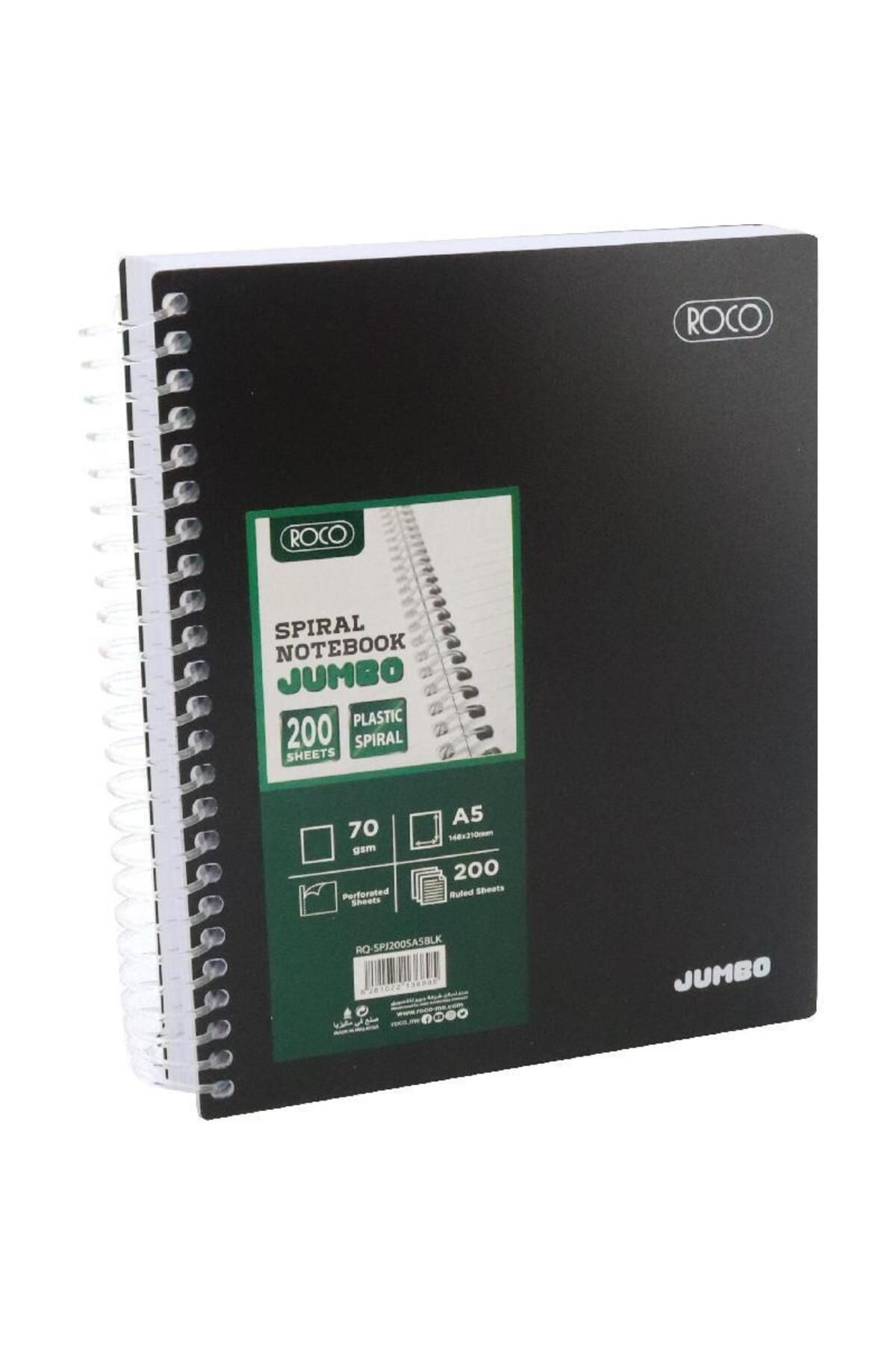 Roco-Jumbo A5 Notebook – 200 Lined Sheets, Black Cover, Arabic/English Dual Opening 3