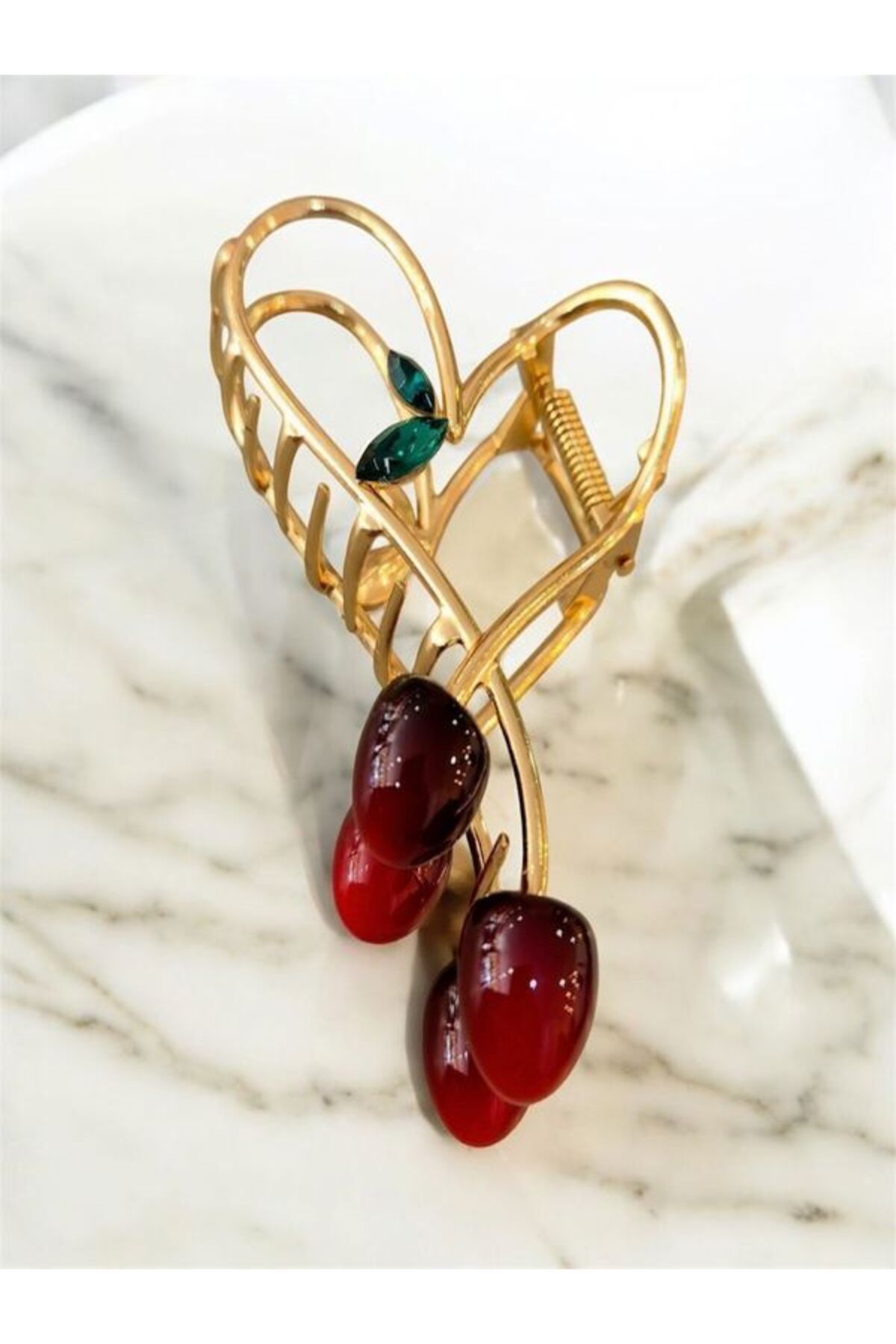 EyER Shoping Kirazlı Metal Gold Mandal Toka VİP Kalite