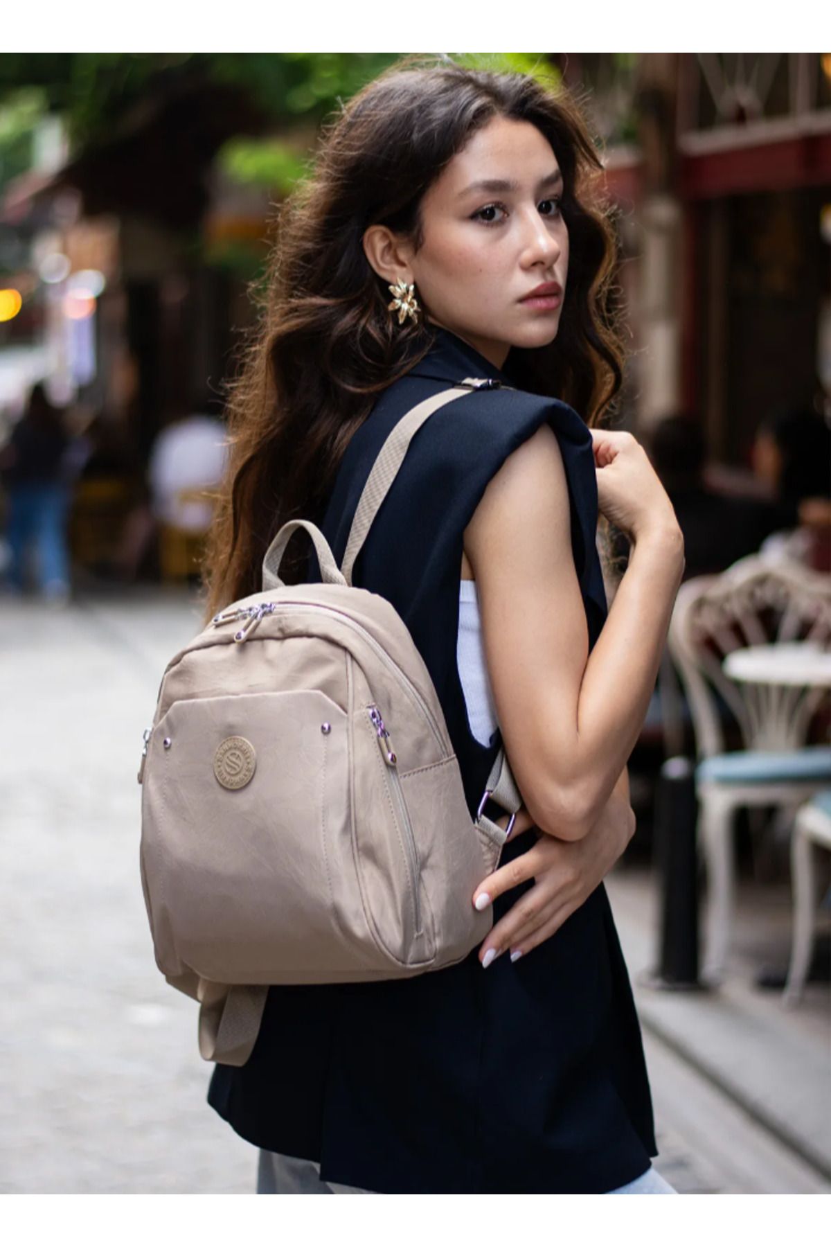 eflanmoda sanmorris su geçirmez paraşüt kumaştan 4 gözlü leptop bölmeli kadın sırt çantası