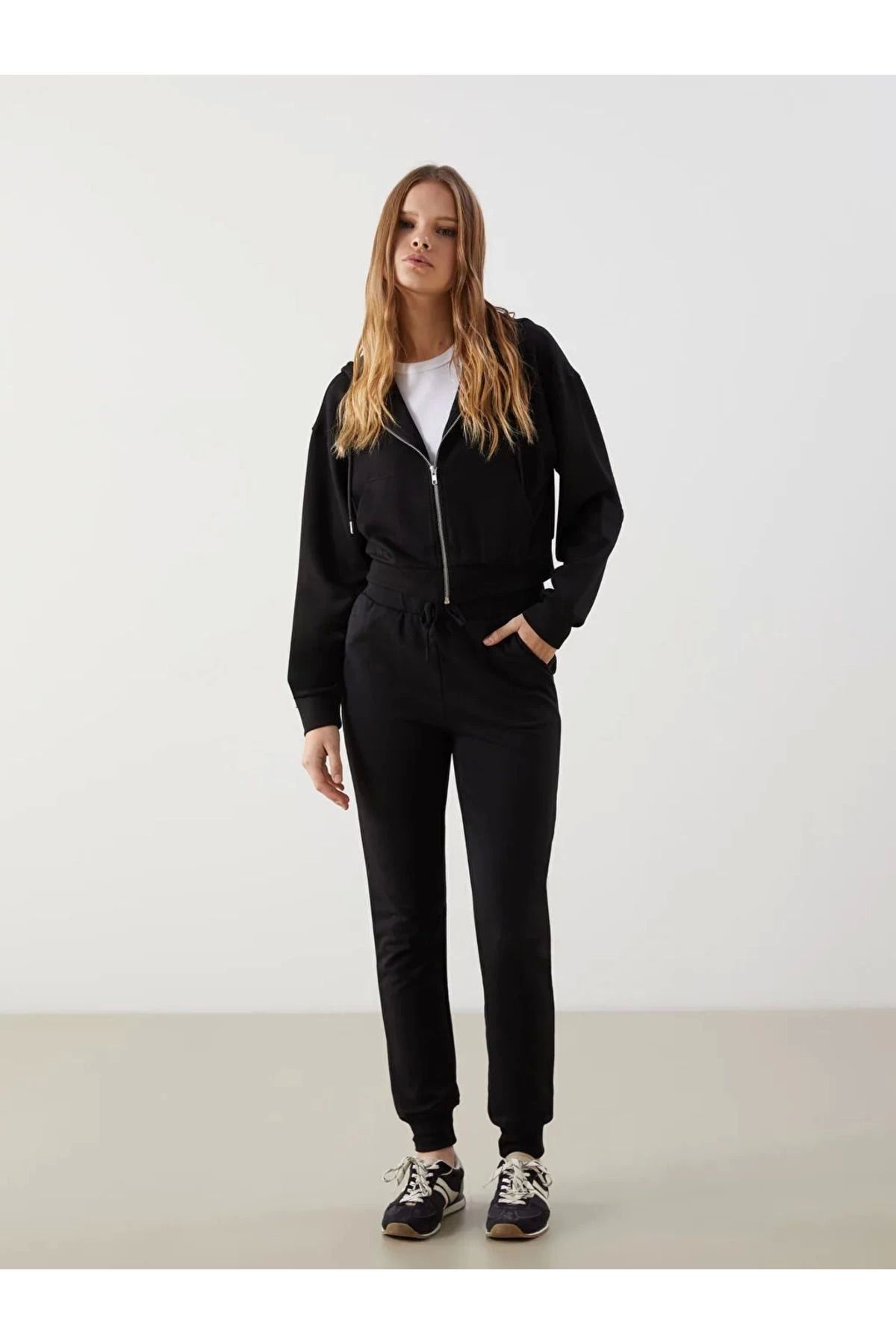 LC Waikiki XSIDE Siyah Beli Lastikli Kadın Jogger Eşofman Altı