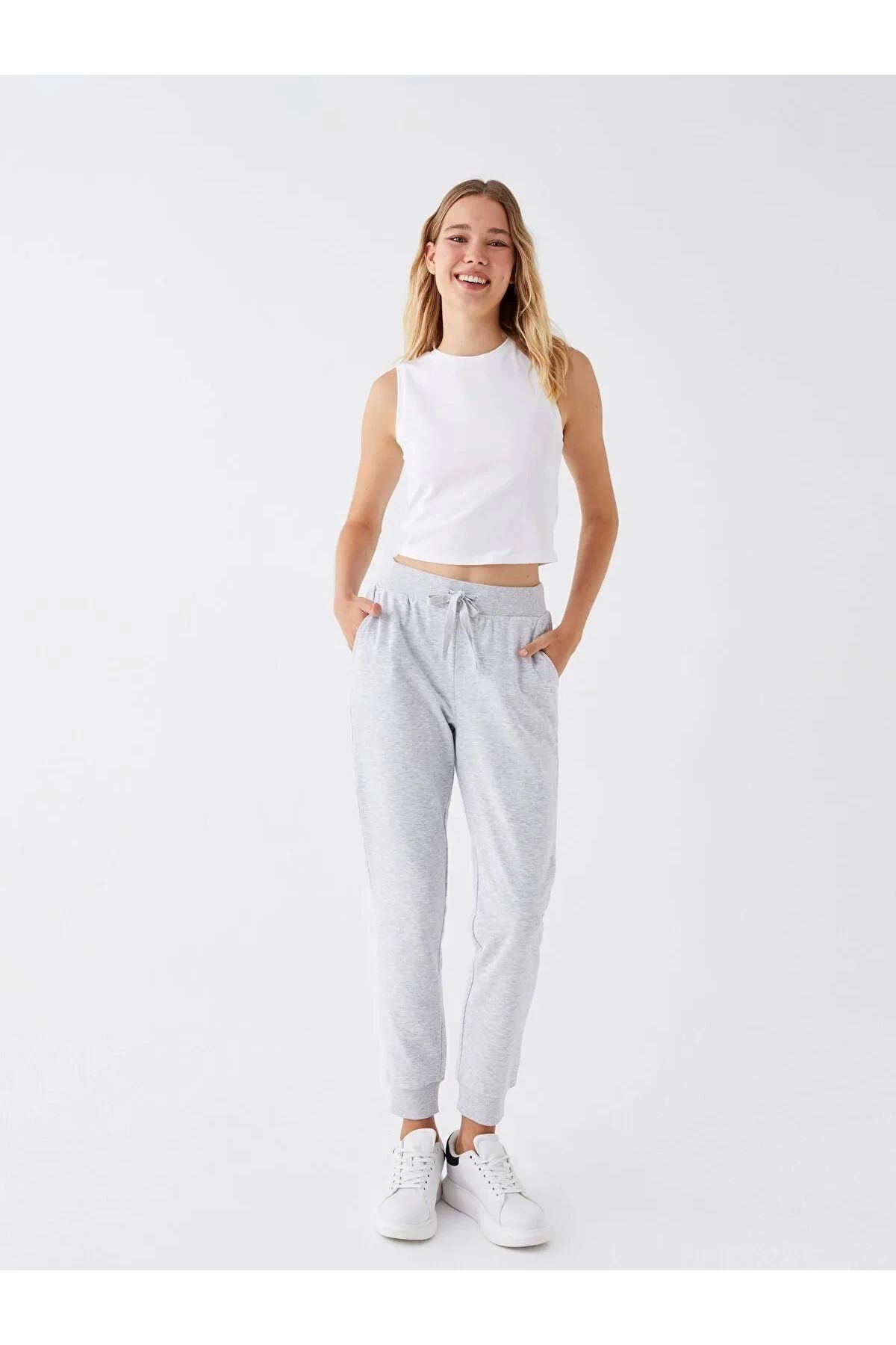 LC Waikiki LCWAIKIKI Casual Kadın Beli Lastikli Düz Jogger Eşofman Altı