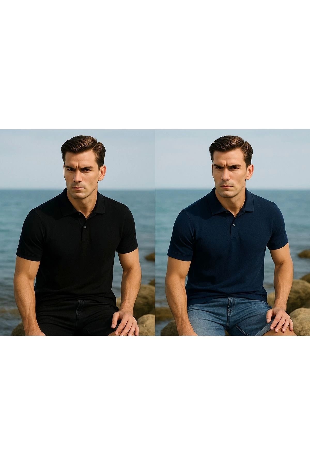 LC Waikiki %100 Pamuk Terletmez Kumaş Polo Yaka Erkek T-Shirt 2'li Paket