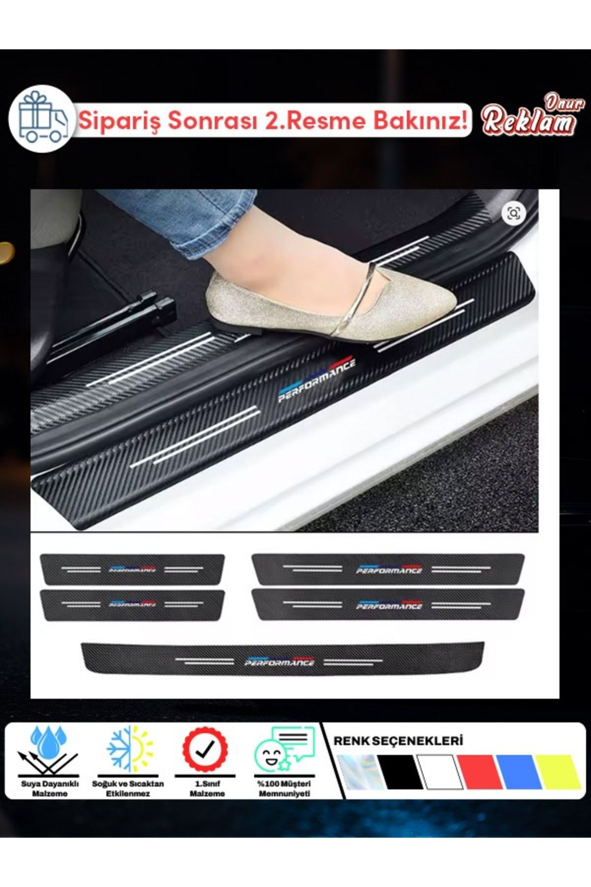Onur Reklam Performance Kapı Eşiği & Bagaj Koruma Sticker – Karbon Desenli – 5’li Set