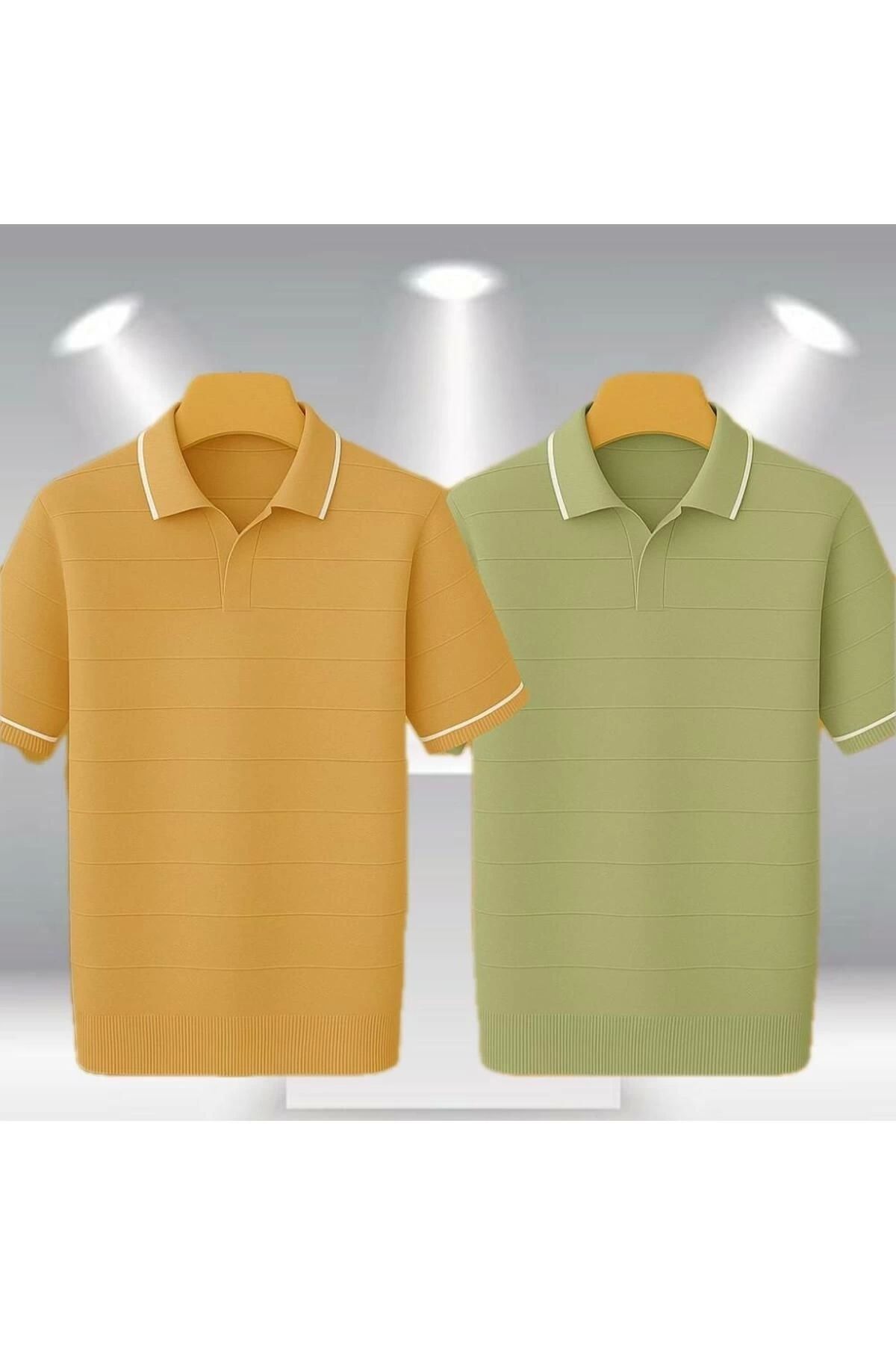 LC Waikiki LCWAIKIKI 2'li Avantaj Paket Polo Yaka Kısa Kollu Çizgili Erkek Yazlık Triko Tişört / T-shirt