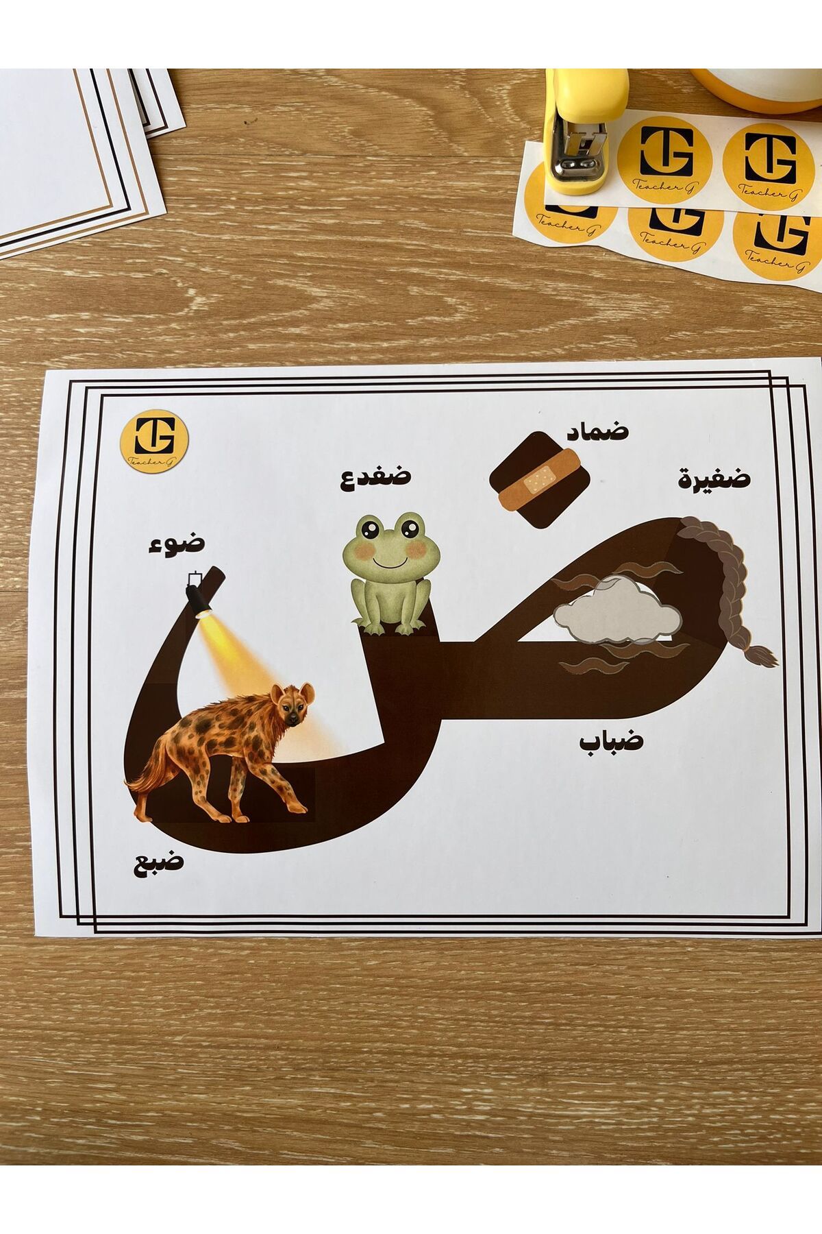 Teacherg game Dâd Harfi – Görselli Arapça Eğitim Posteri – (Kelime ve Görsel) (16,5x24cm) 1 adet