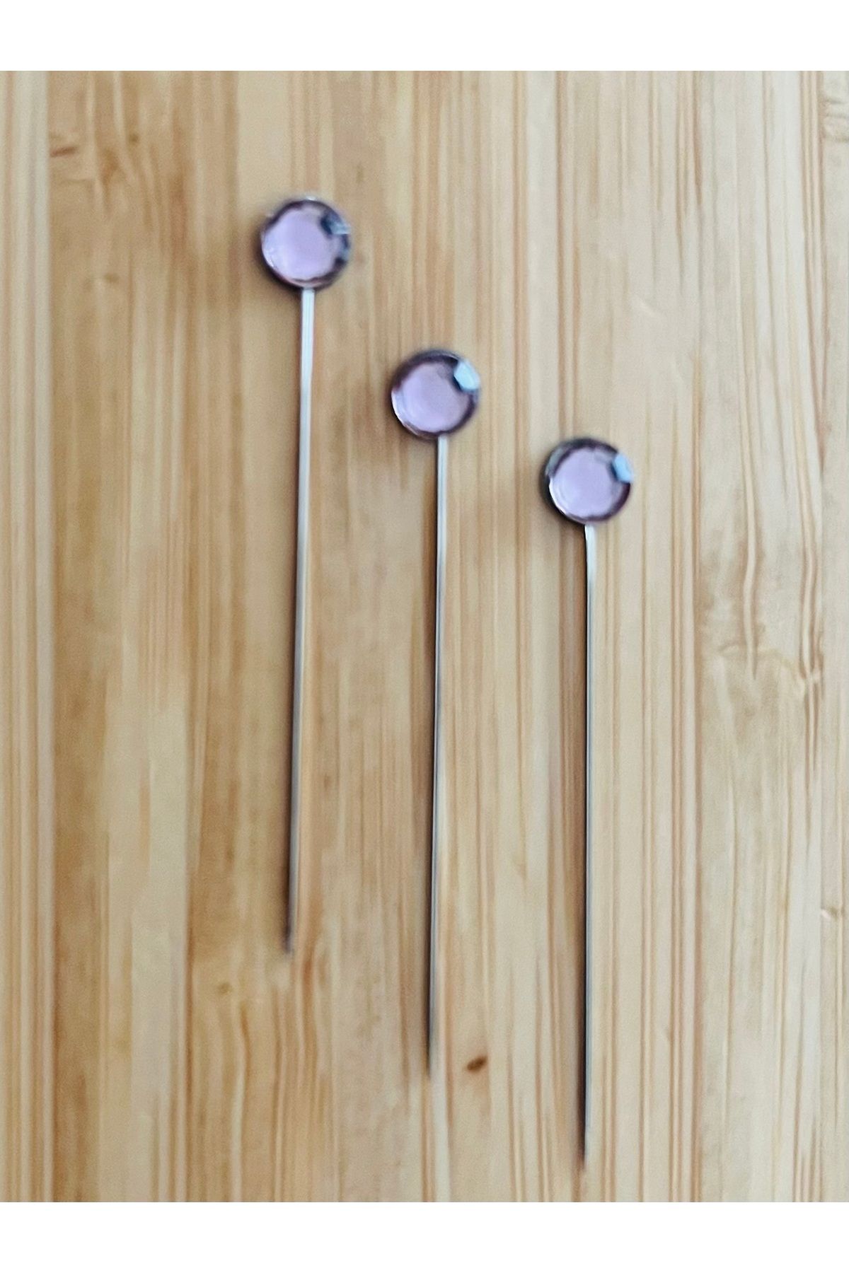 Öztürk Taşlı Şal Eşarp İğnesi. 38mm. 3'lü Paket. Pudra.