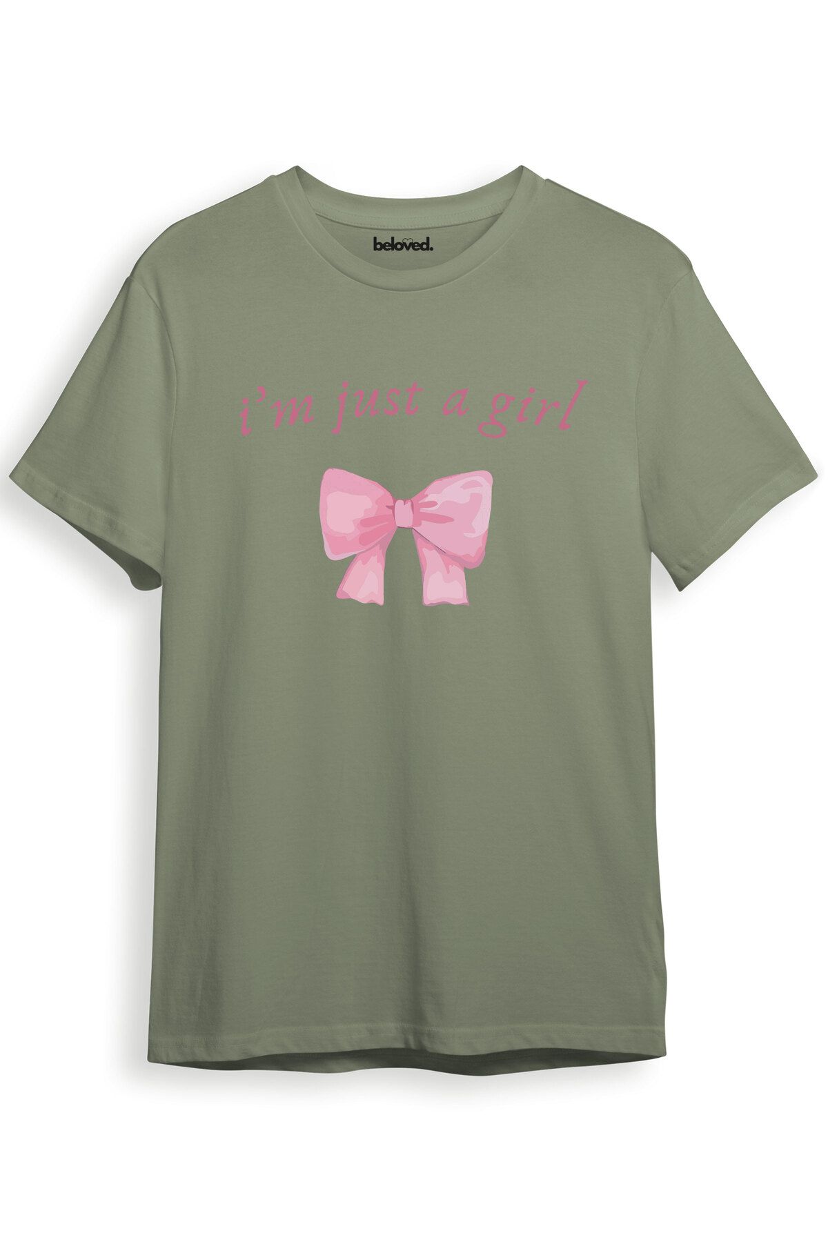 beloved.co I'm Just A Girl Kurdele Tasarımlı Dijital Baskılı %100 Pamuk Regular Fit T-Shirt