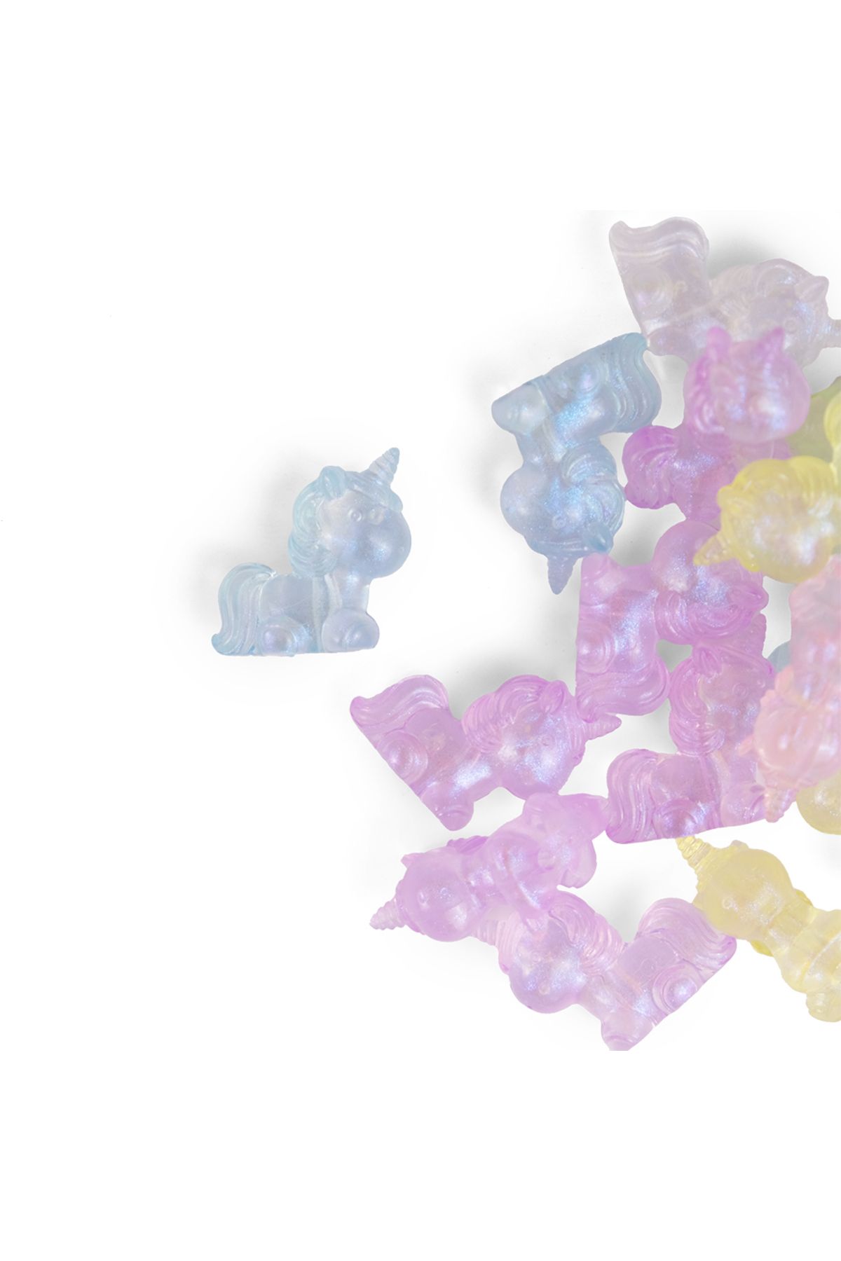 Prestij Boncuk Soft Renkli 3 Boyutlu Unicorn Figür Anahtarlık Aksesuar Plastik Boncuk 5 Adet