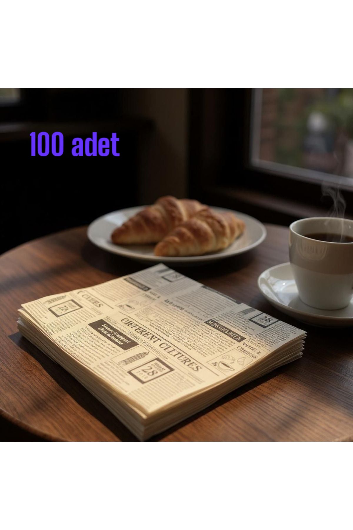 EMPA A V M 100 adet Gazete desenli yazılı Sunum kağıdı yağlı servis kağıdı