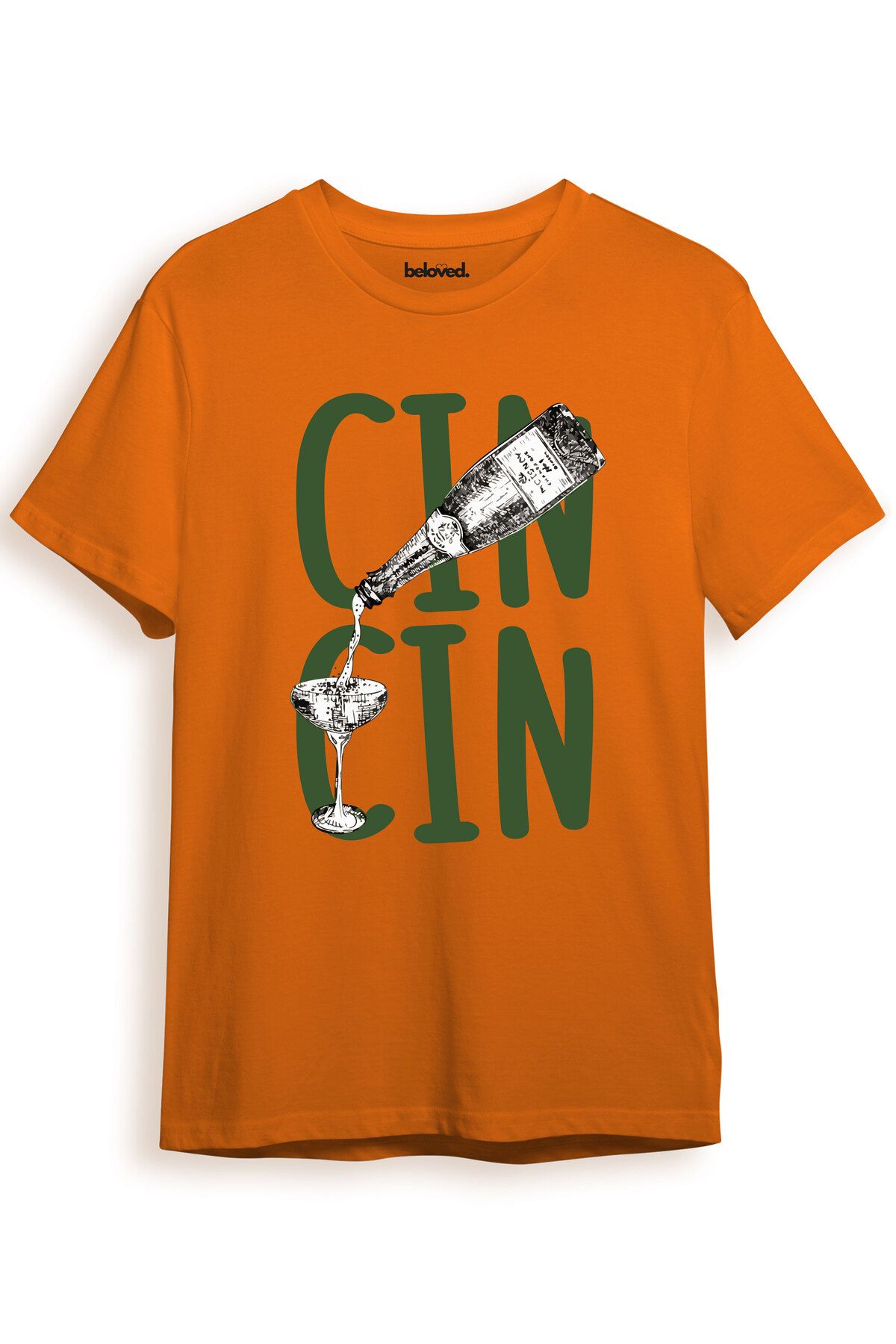 beloved.co Cin Tonik Kokteyl Bardağı Tasarımlı Dijital Baskılı %100 Pamuk Regular Fit T-Shirt
