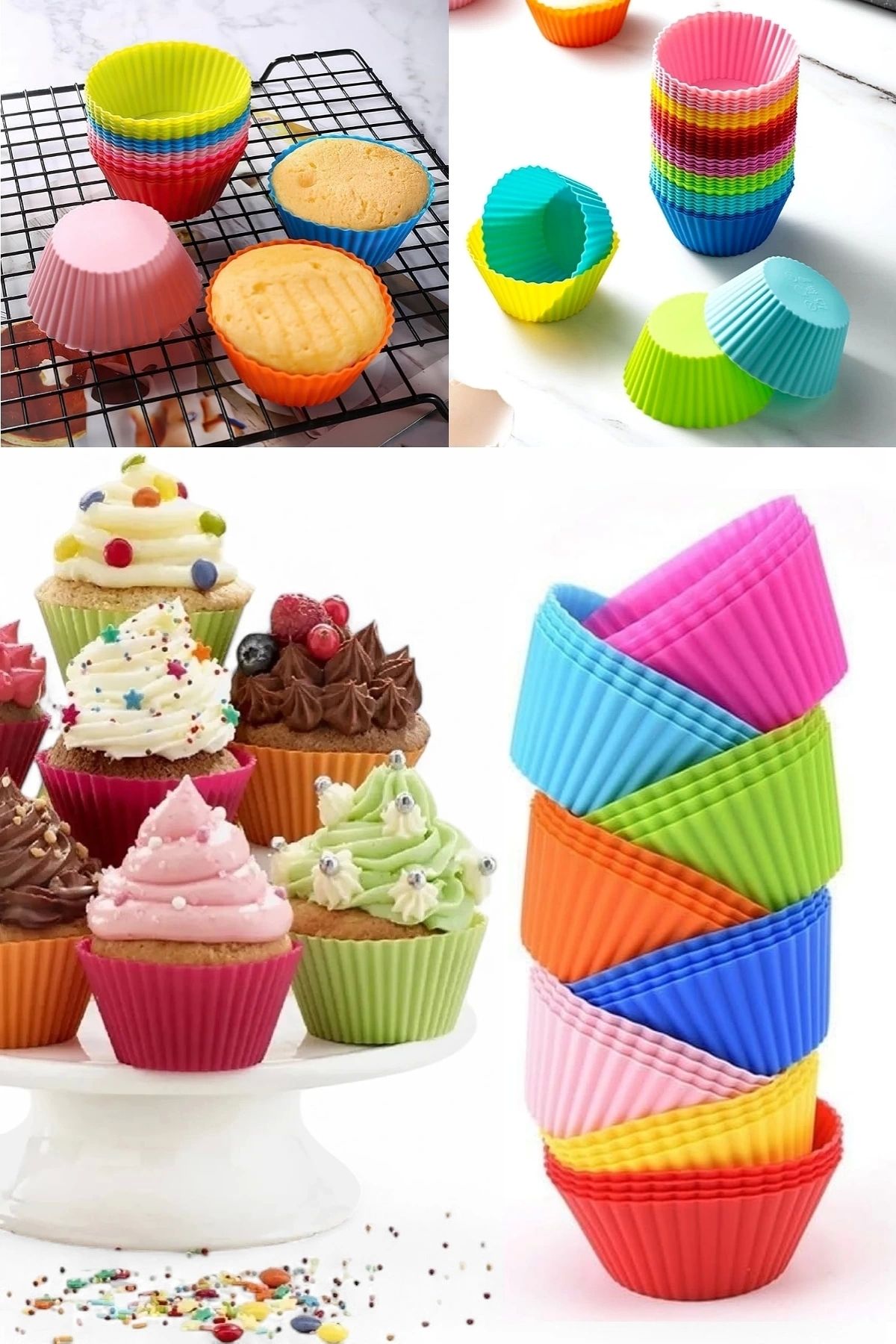 Madamev 6'lı Silikon Muffin Kek Kapsülü Yeniden Kullanılabilir Cupcake Browni Kek Kalıbı Renkli