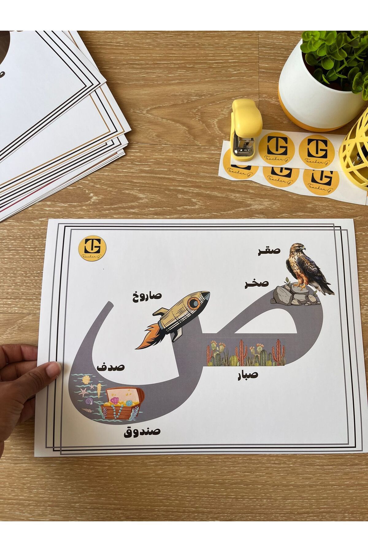 Teacherg game Sâd Harfi – Görselli Arapça Eğitim Posteri – (Kelime ve Görsel) (16,5x24cm) 1 adet