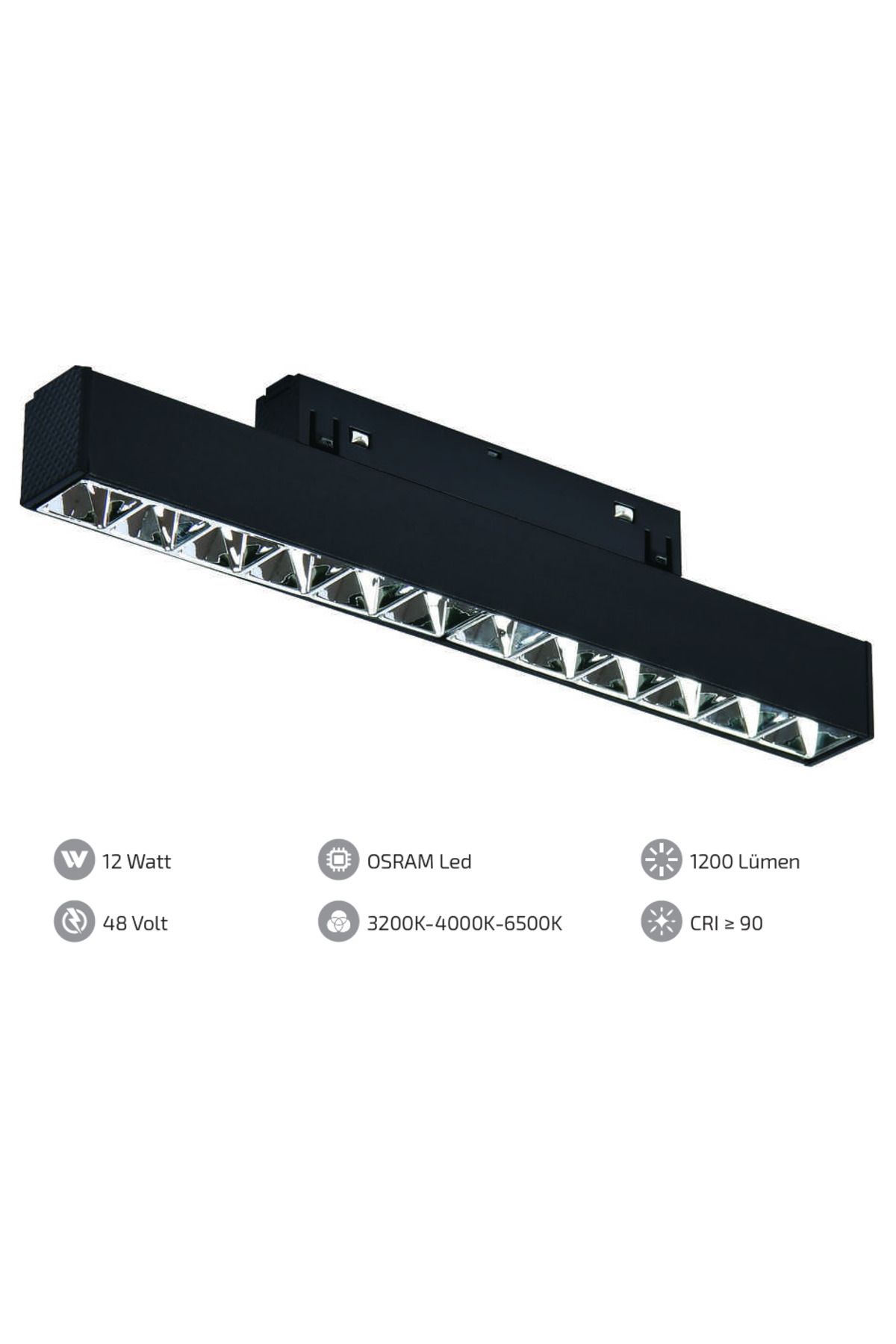 Forlife 12W Magnet Armatür (22 cm) Kompak Lensli - Silver Difizör - 6500K