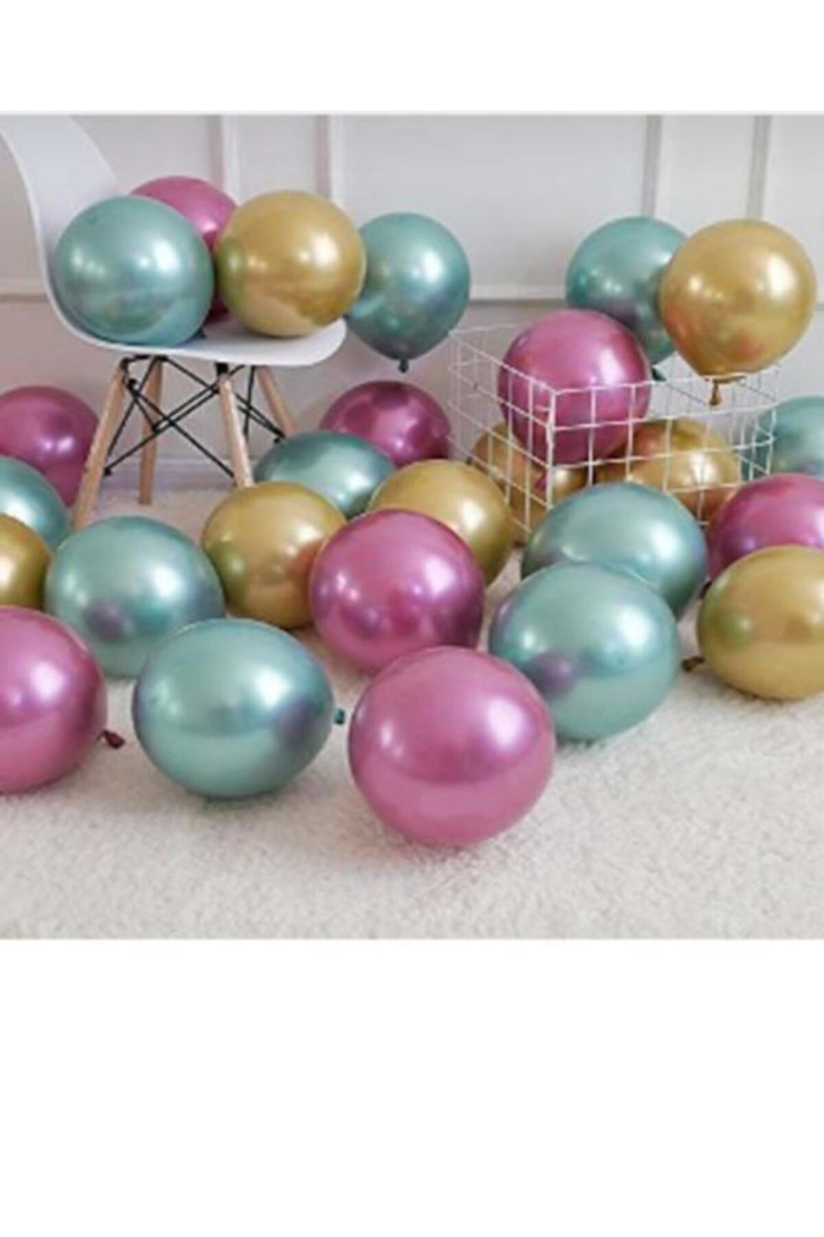 DOĞA PARTİ EVİ Krom Parlak Metalik Yeşil Pembe Mor Renk 10'lu Balon