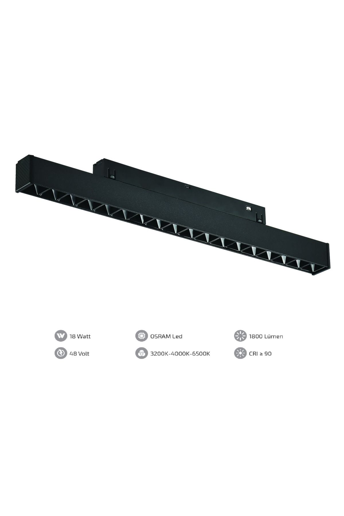 Forlife 18W Magnet Armatür (33 cm) Kompak Lensli - Siyah Difizör - 4000K