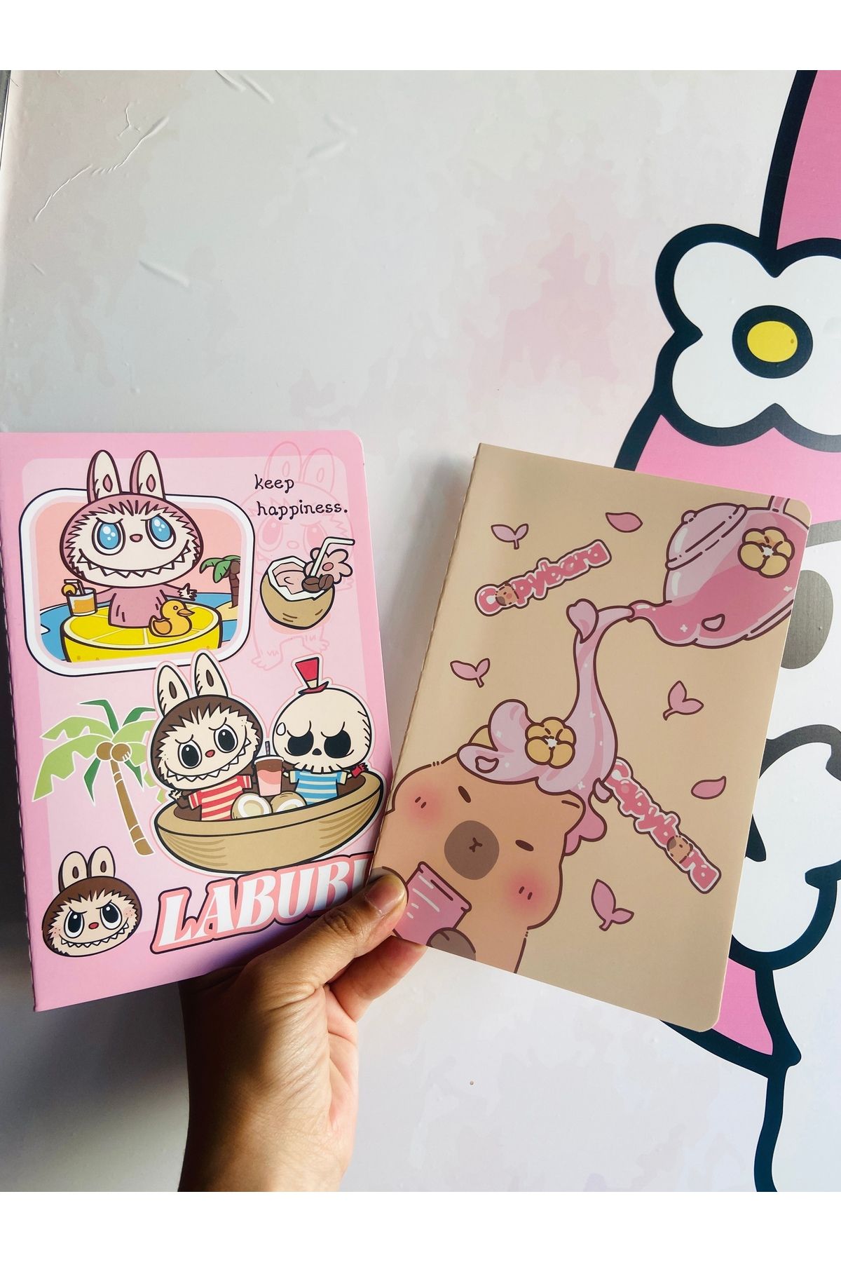 synshop Labubu Capybara Kapibara 2 Adet 1 Ortalı Çizgili Defter