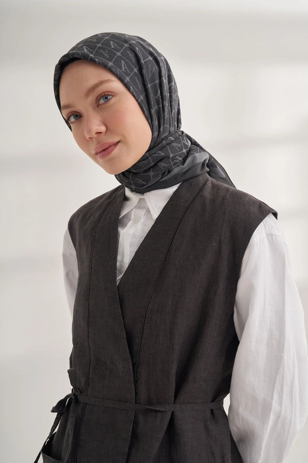 ARMANDA MONOGRAM A DESEN COTTON EŞARP