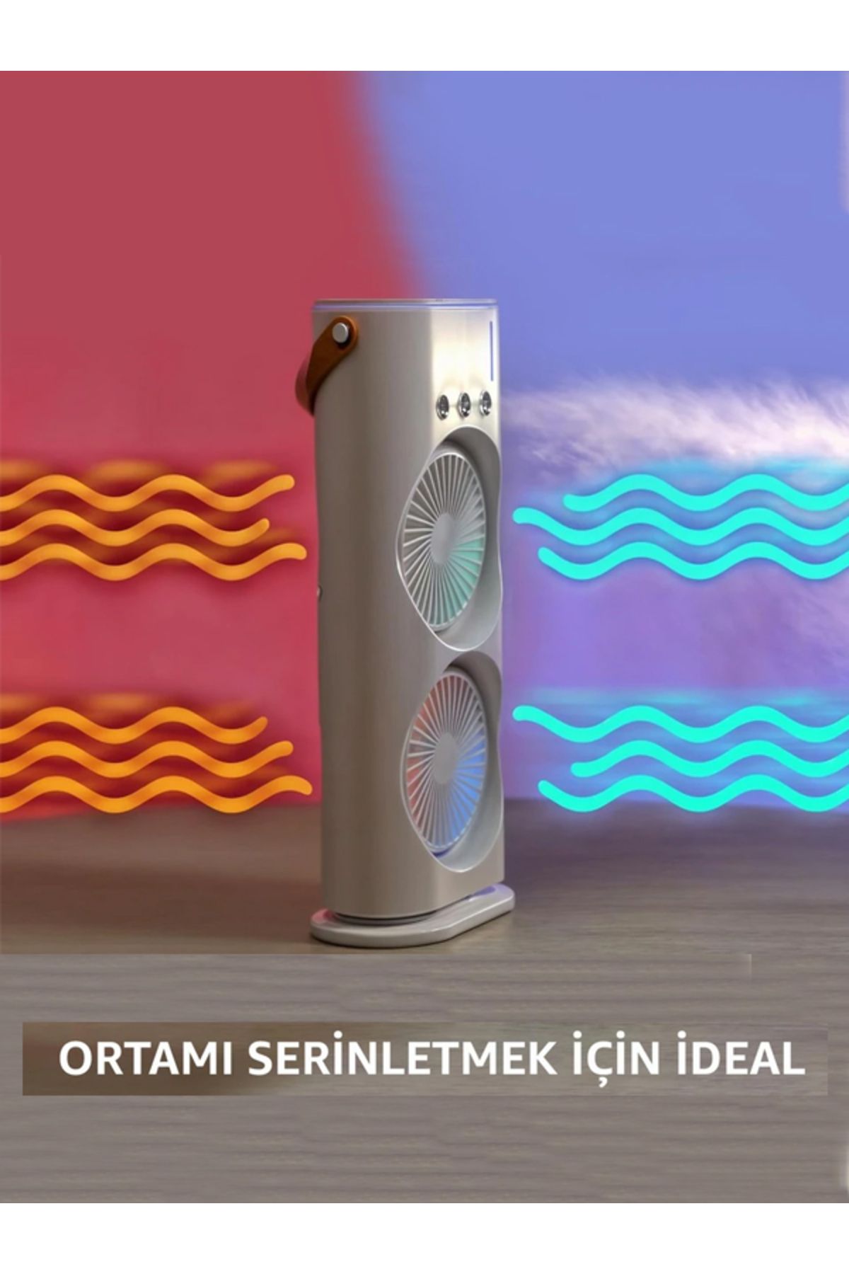 DTULTRA2 2 Fanlı Şarjlı Buharlı Vantilatör Ayarlanabilir Kumandalı Buharlı Nemlendirici
